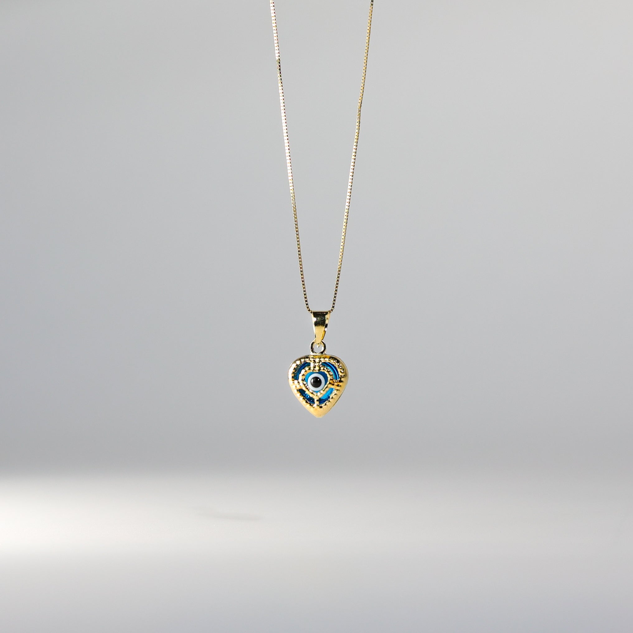 Gold Evil Eye Heart Hamsa Pendant Model-1715 - Charlie & Co. Jewelry