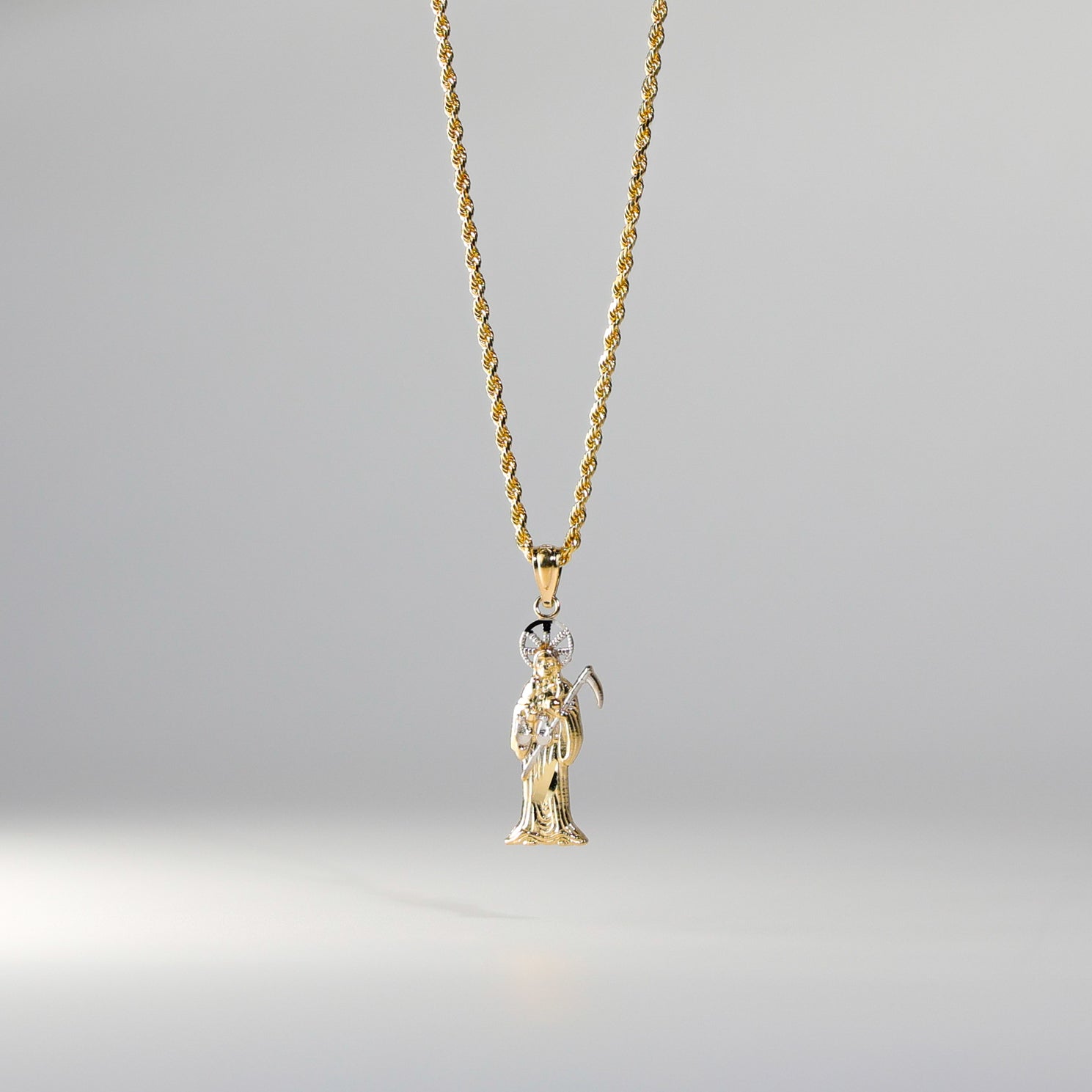 Gold 2 Colors Santa Muerte/Devil Pendant Model-98 - Charlie & Co. Jewelry