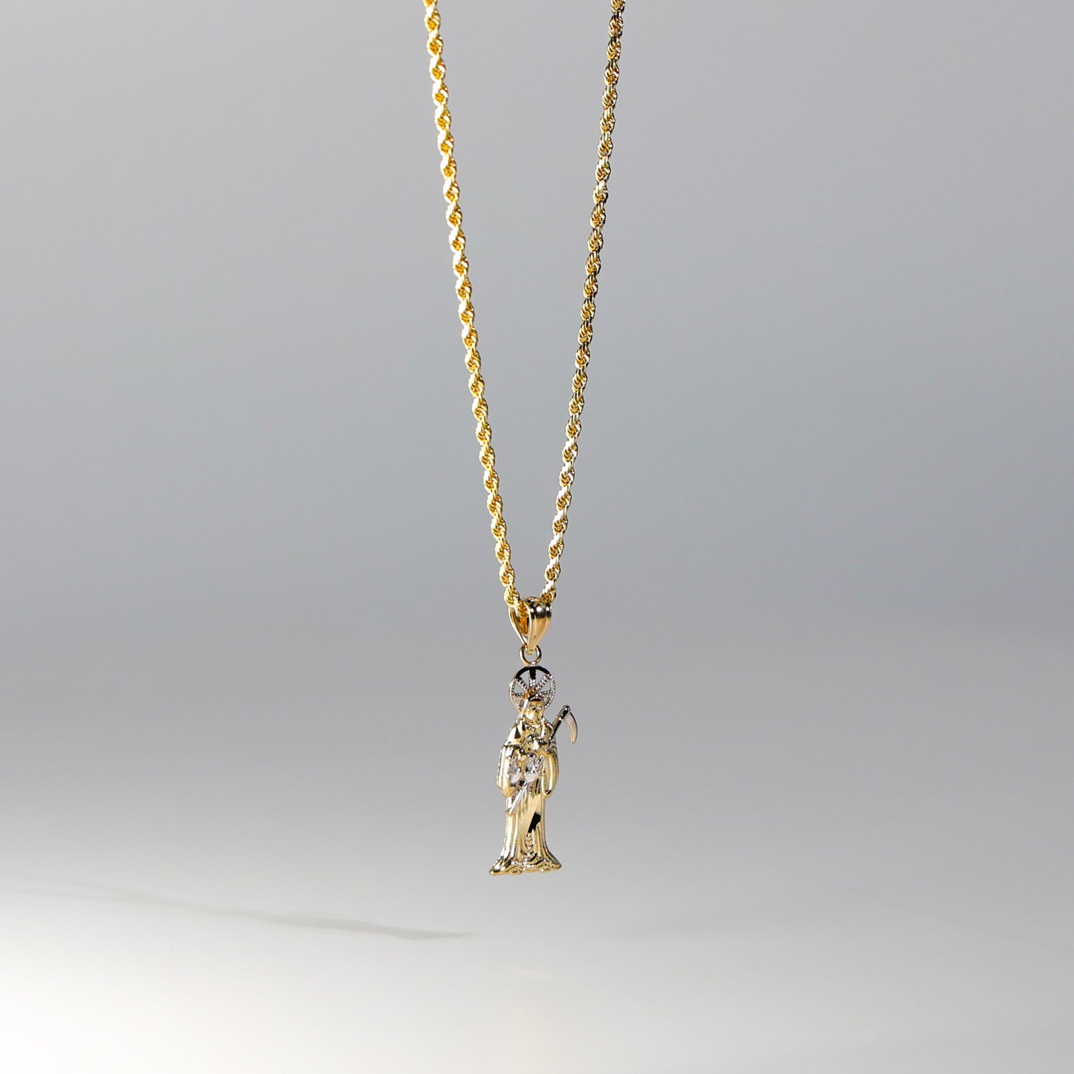 Gold 2 Colors Santa Muerte/Devil Pendant Model-98 - Charlie & Co. Jewelry