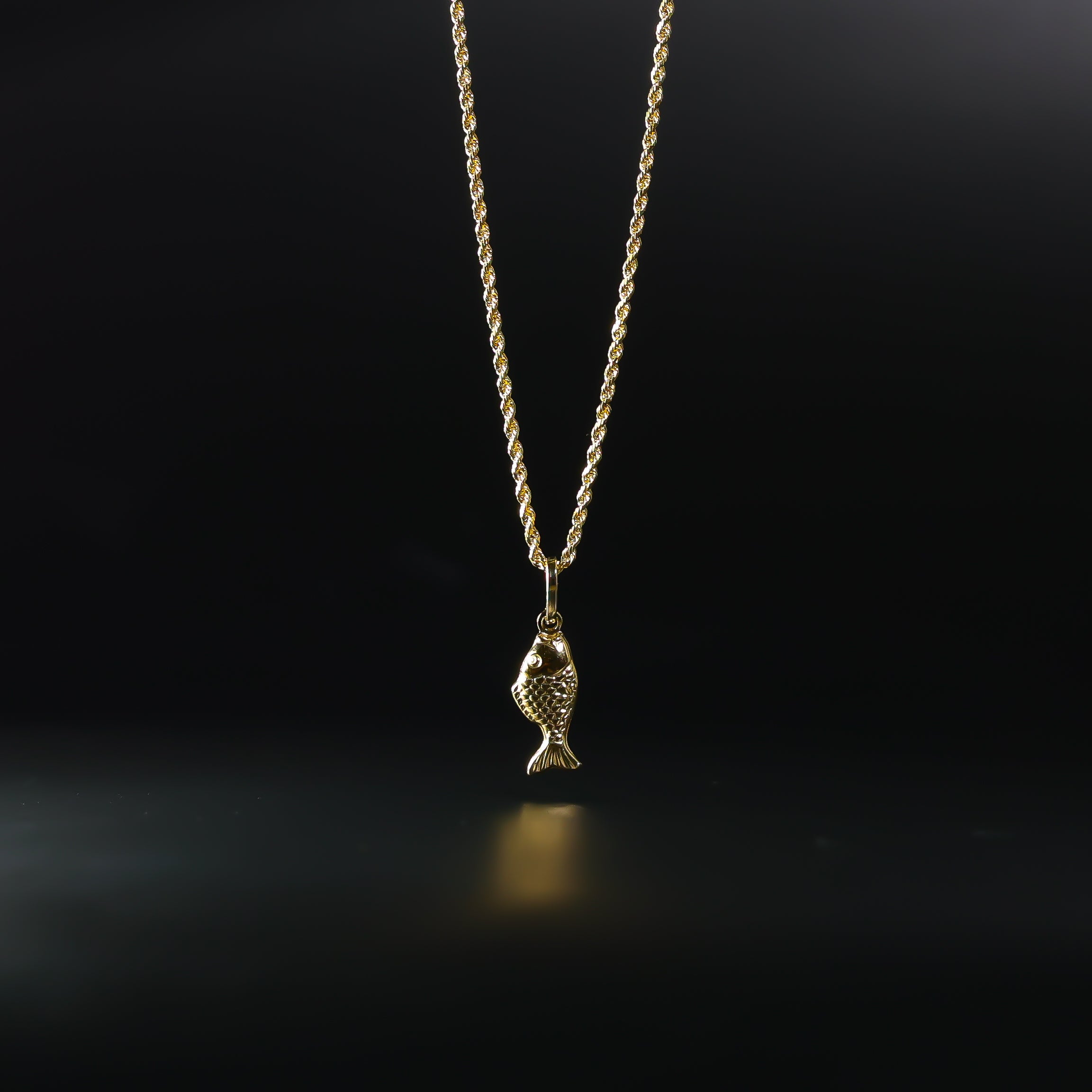 Gold Fish Horn Pendant Model-489 - Charlie & Co. Jewelry