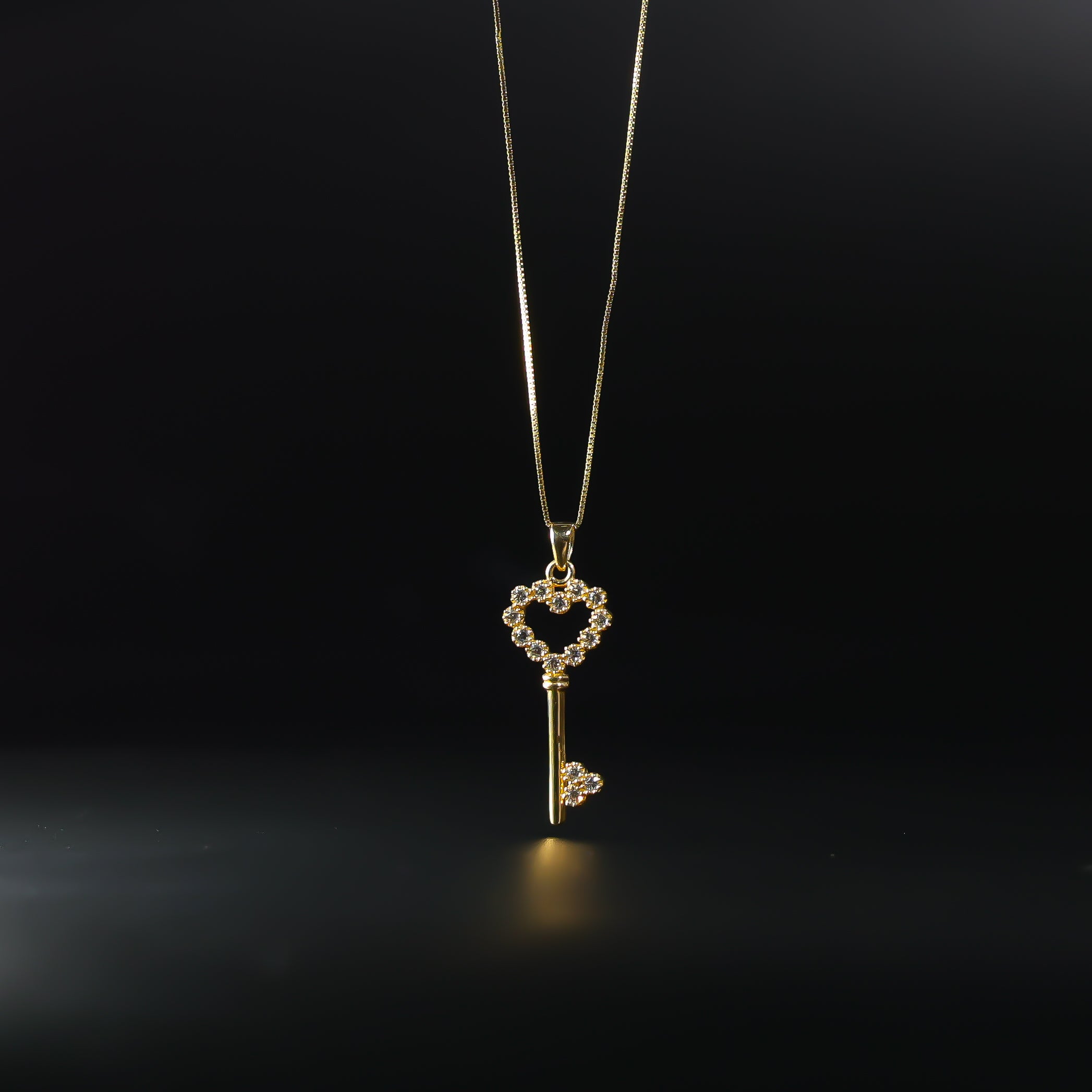 Gold CZ Heart Key Pendant Model-1723 - Charlie & Co. Jewelry