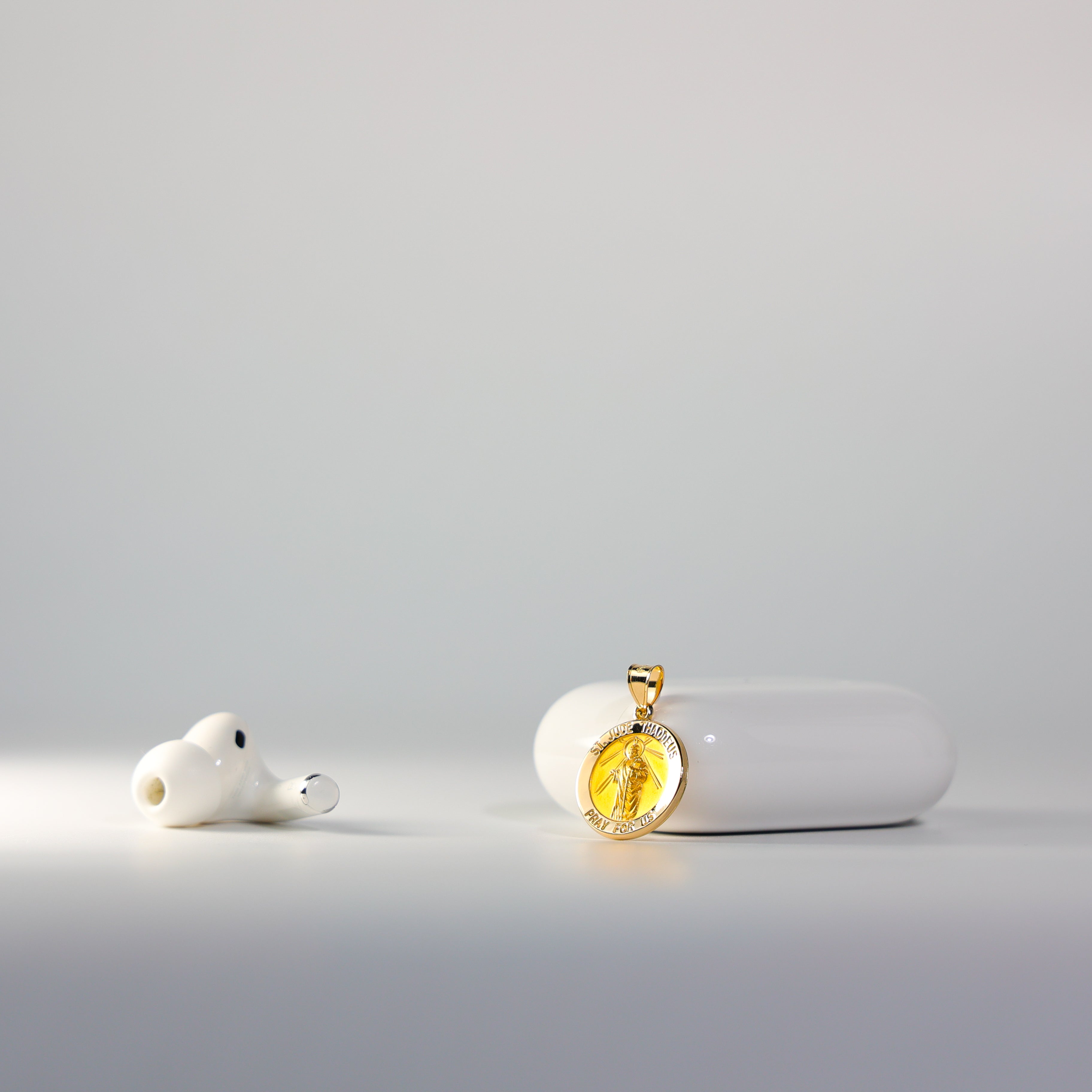 Gold St. Jude Round Medal Pendant Model-1246 - Charlie & Co. Jewelry