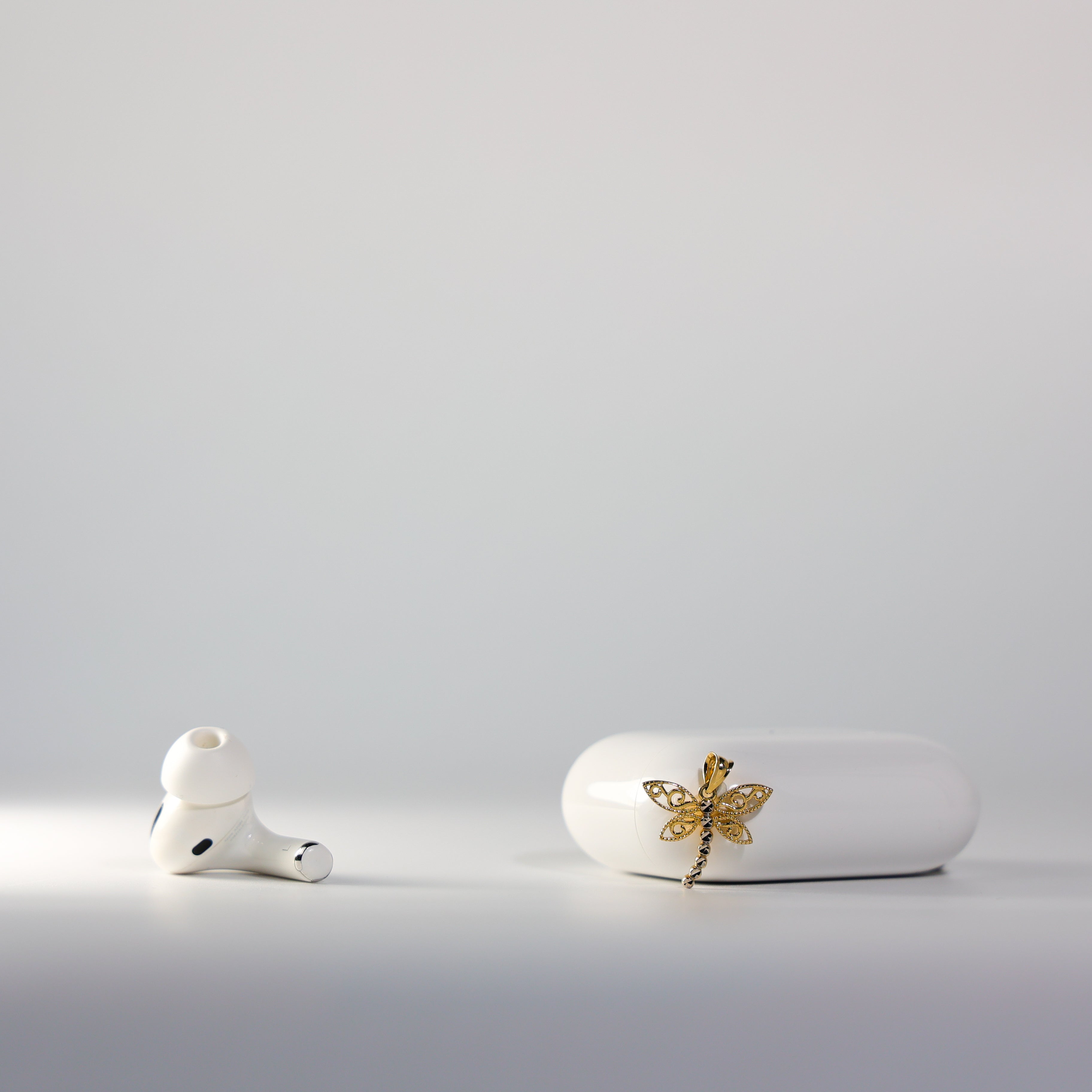 Gold Dragon Fly Heart Pendant Model-2359 - Charlie & Co. Jewelry