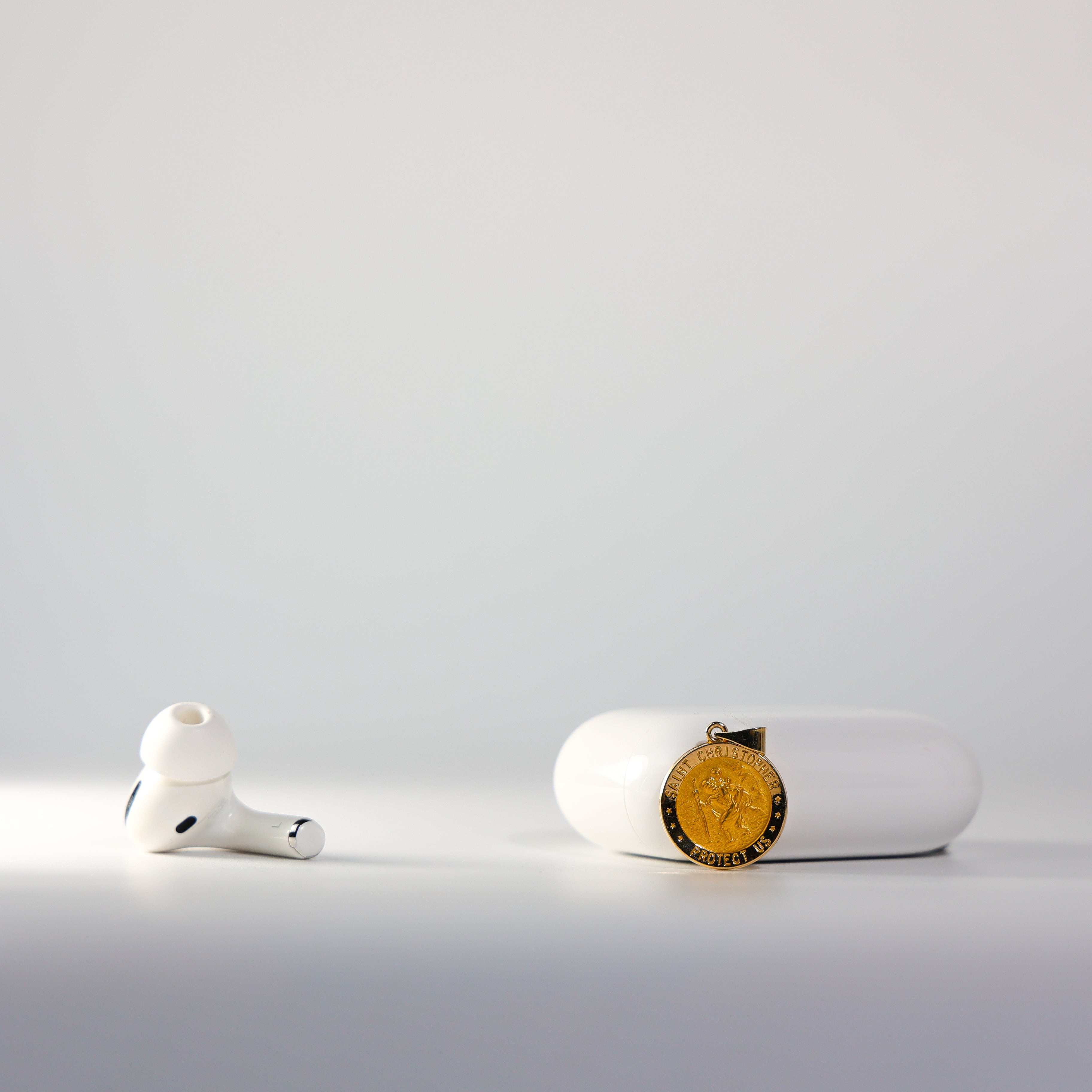 Saint Christopher Protect Us Pendant Round Model-1240 - Charlie & Co. Jewelry