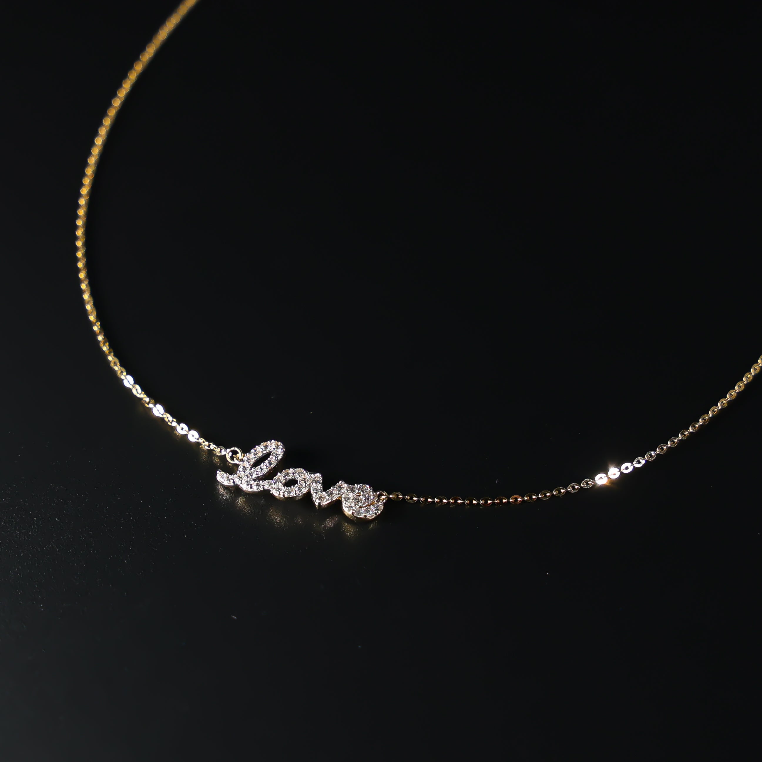 14K Dainty Gold Love Necklace Model-NK0216 - Charlie & Co. Jewelry