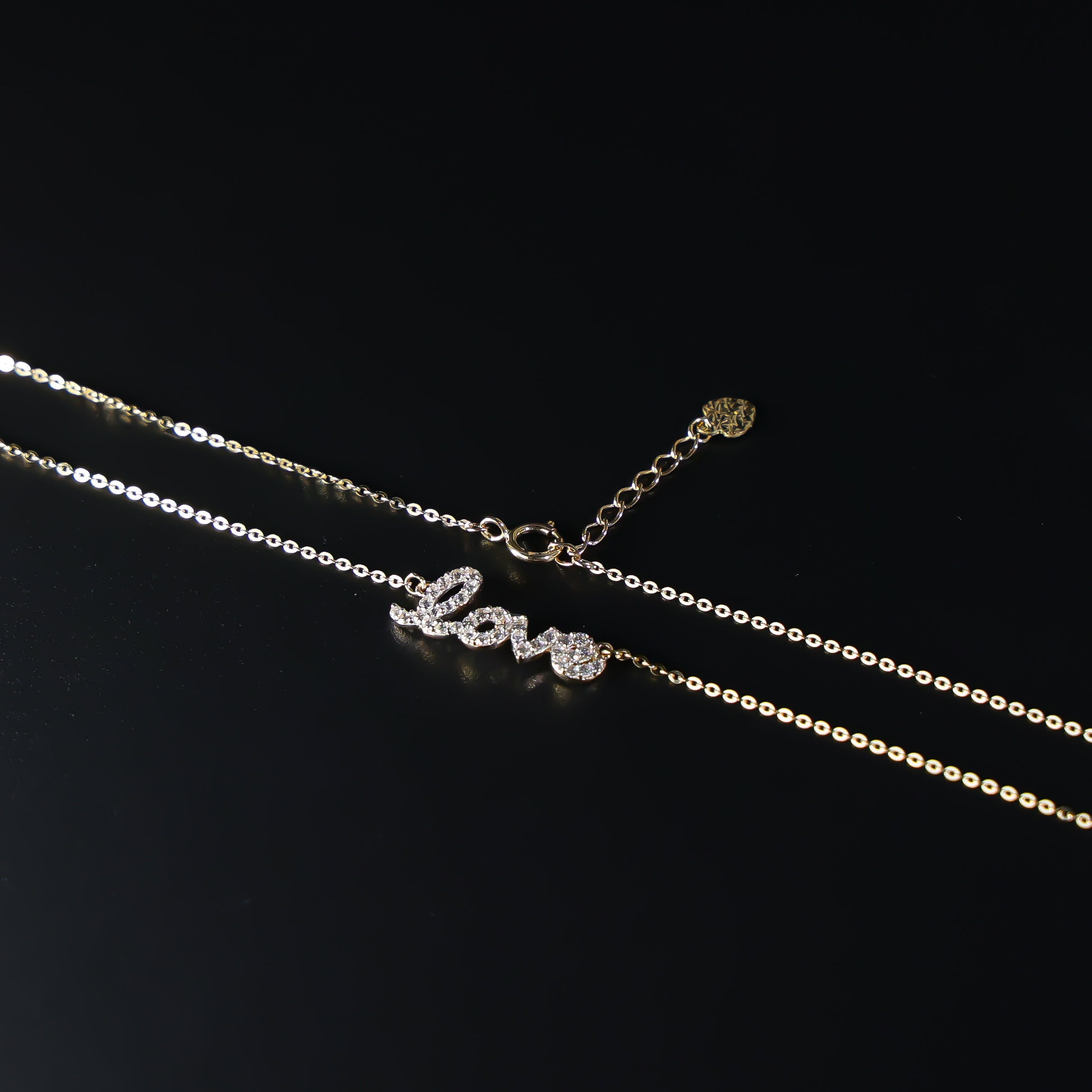 14K Dainty Gold Love Necklace Model-NK0216 - Charlie & Co. Jewelry