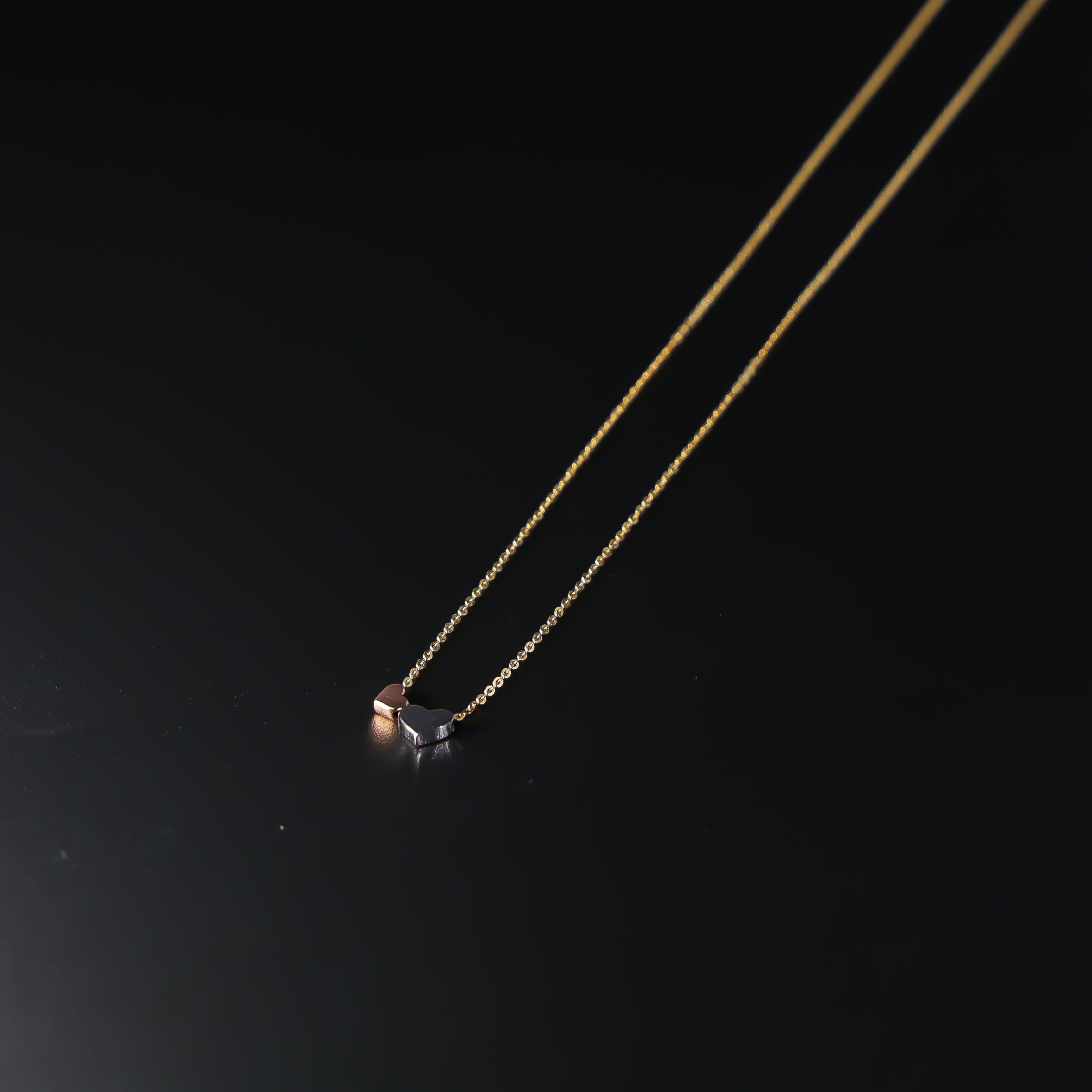 14K Gold Two Hearts Necklace Model-NK0097 - Charlie & Co. Jewelry