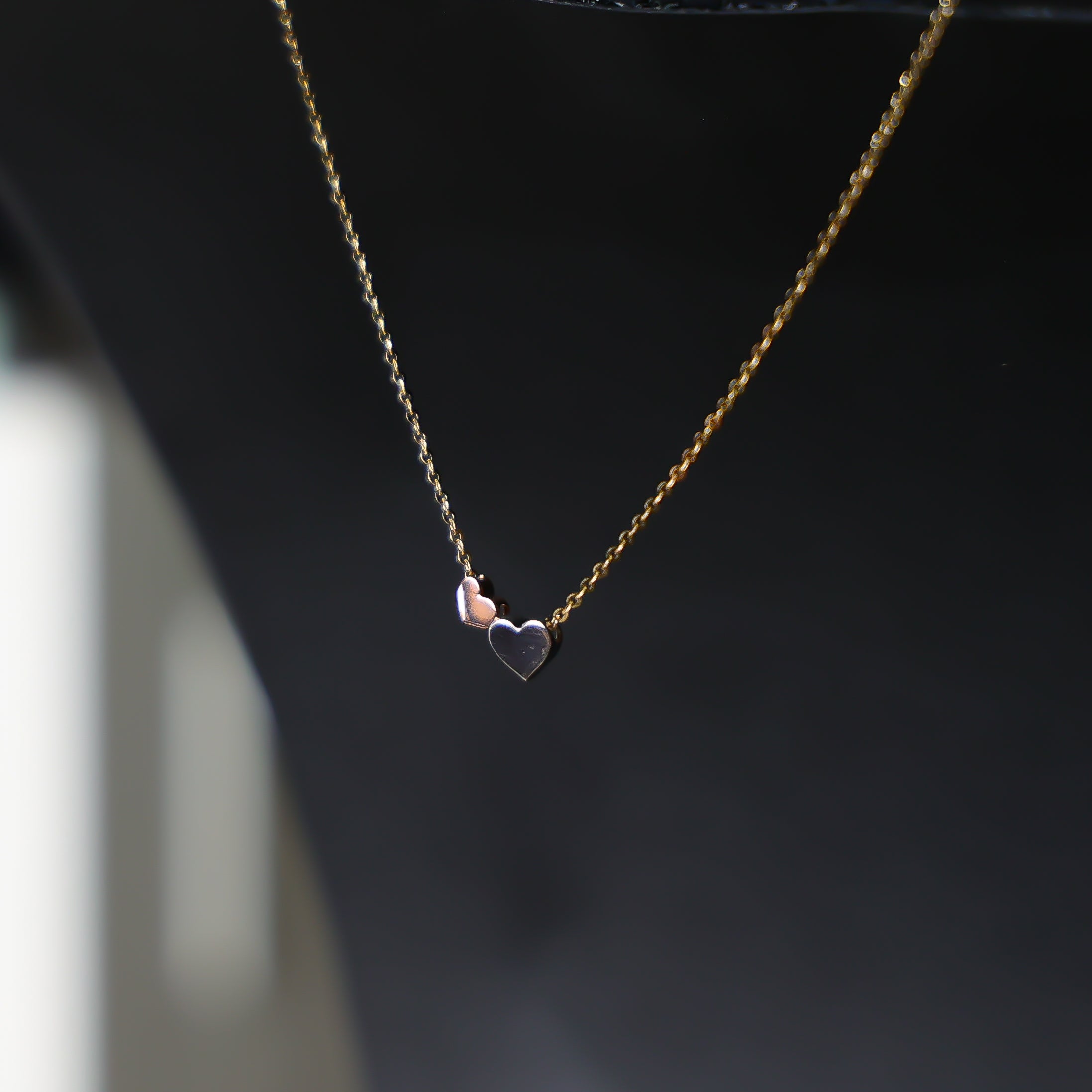 14K Gold Two Hearts Necklace Model-NK0097 - Charlie & Co. Jewelry