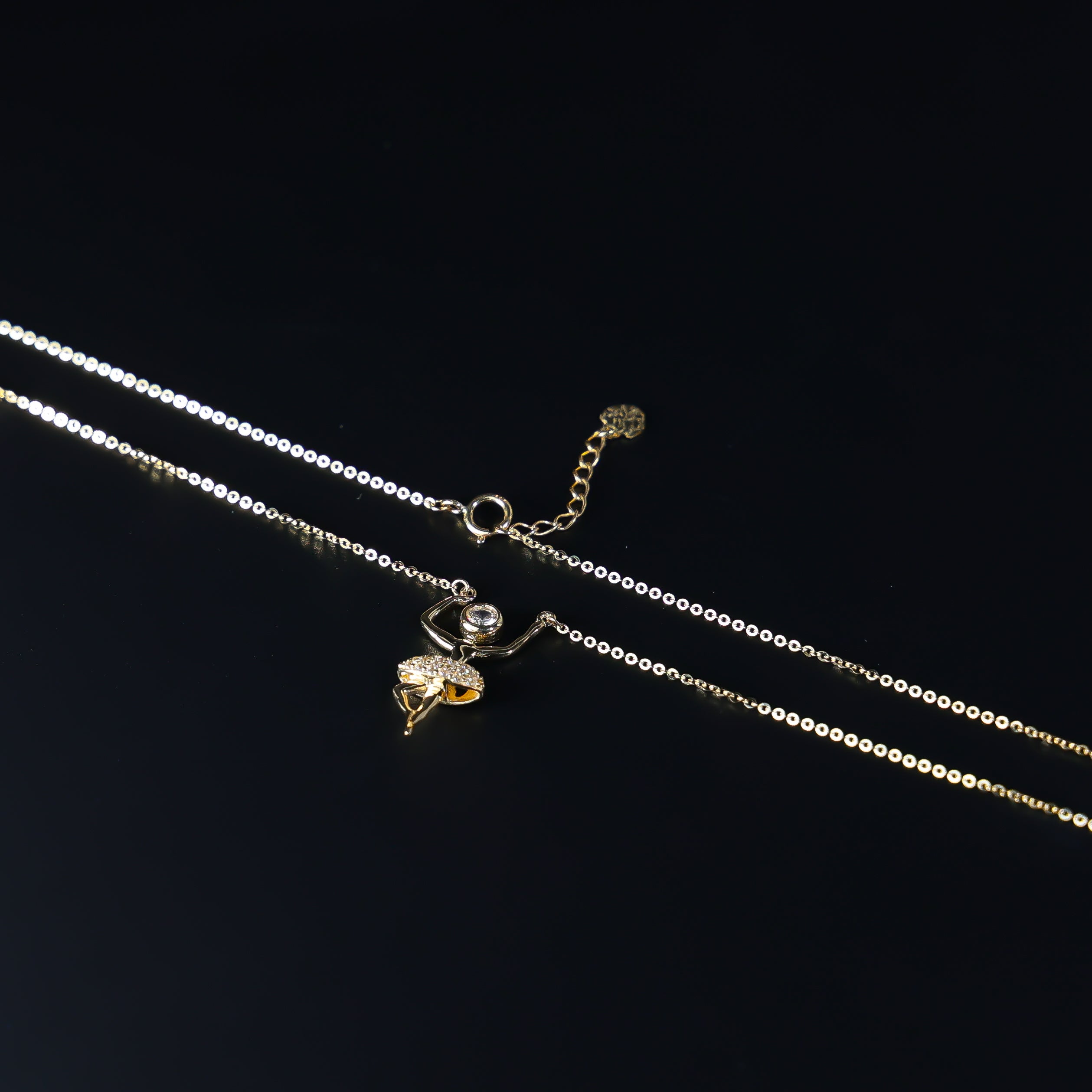 Gold Dancing Ballerina Charm Necklace Model-NK0087 - Charlie & Co. Jewelry