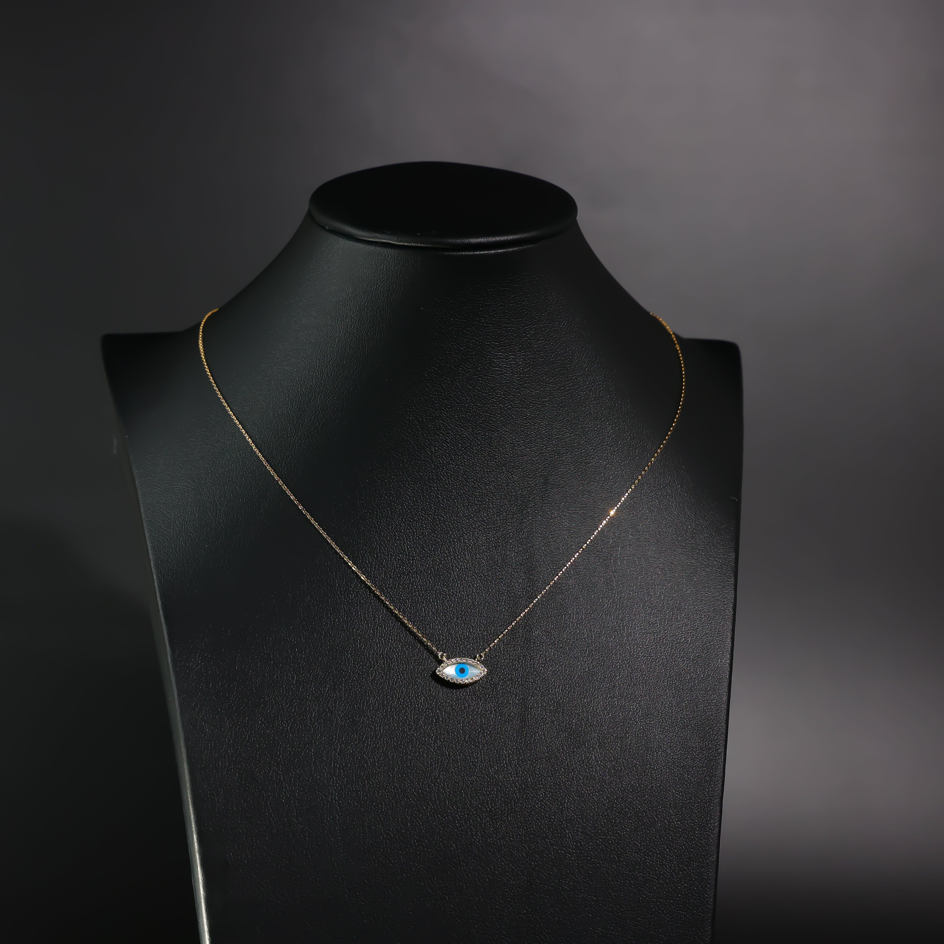 14K Gold Evil Eye Necklace Model-NK0228 - Charlie & Co. Jewelry