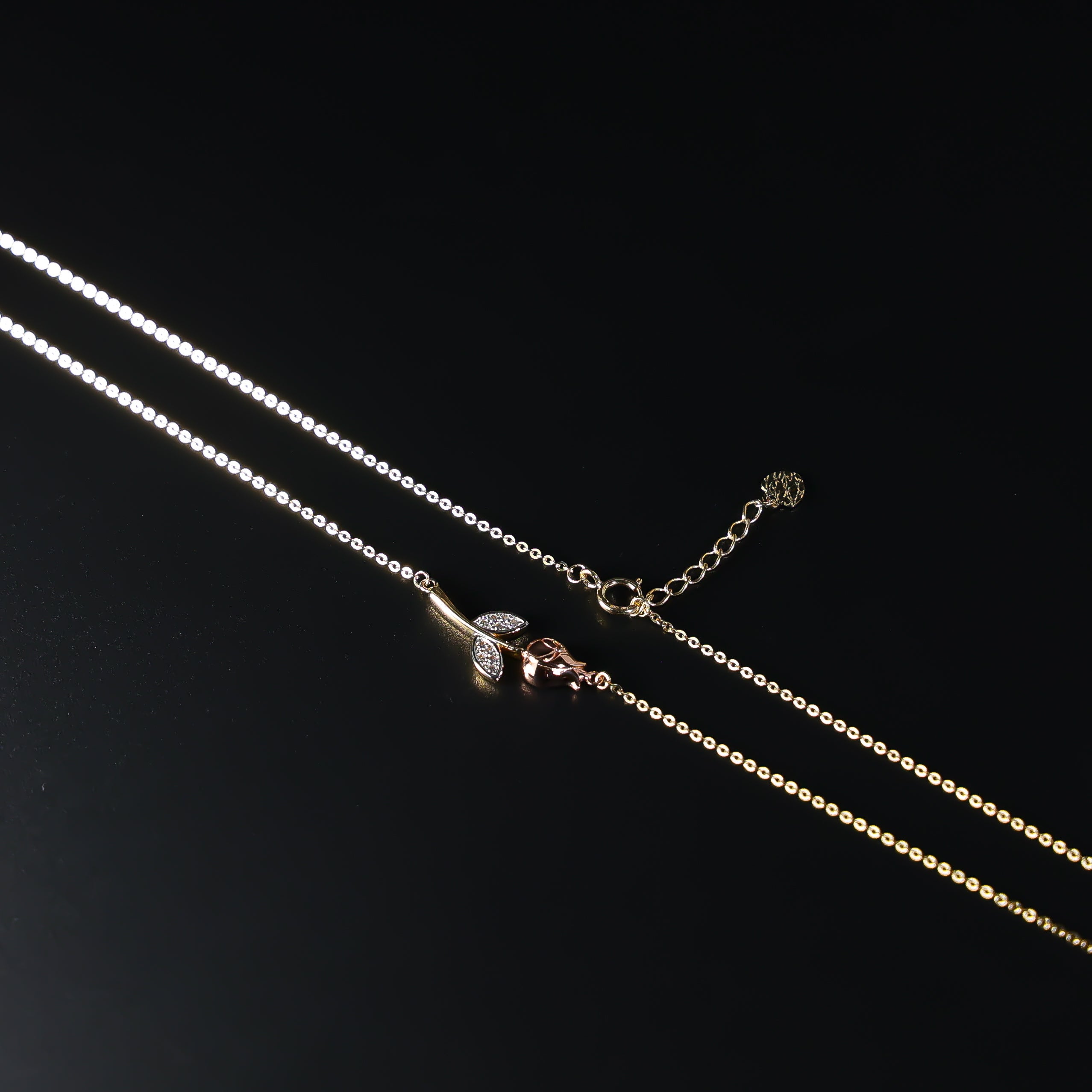 Gold Rose Flower Charm Necklace Model-NK0221 - Charlie & Co. Jewelry
