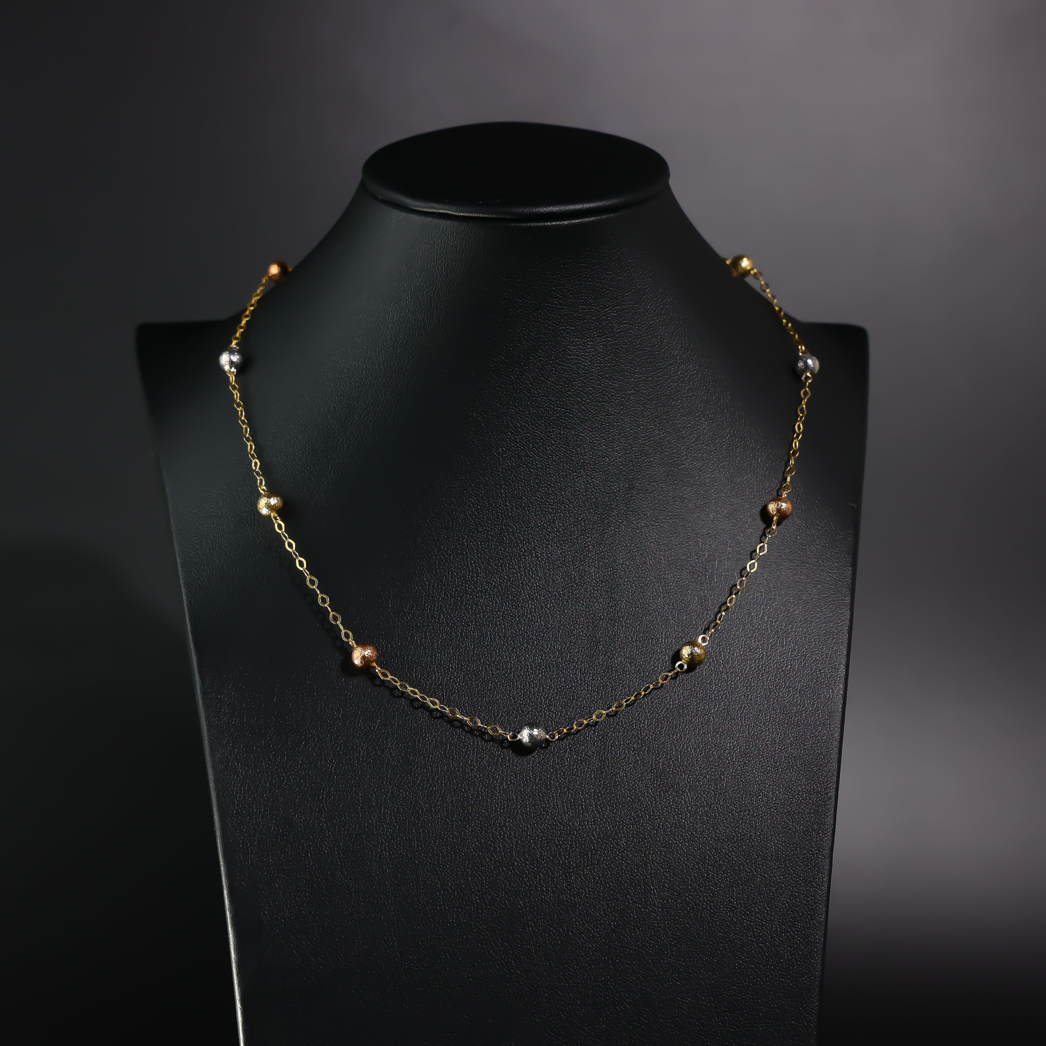 Gold Bead Necklace Model-NK0037 - Charlie & Co. Jewelry