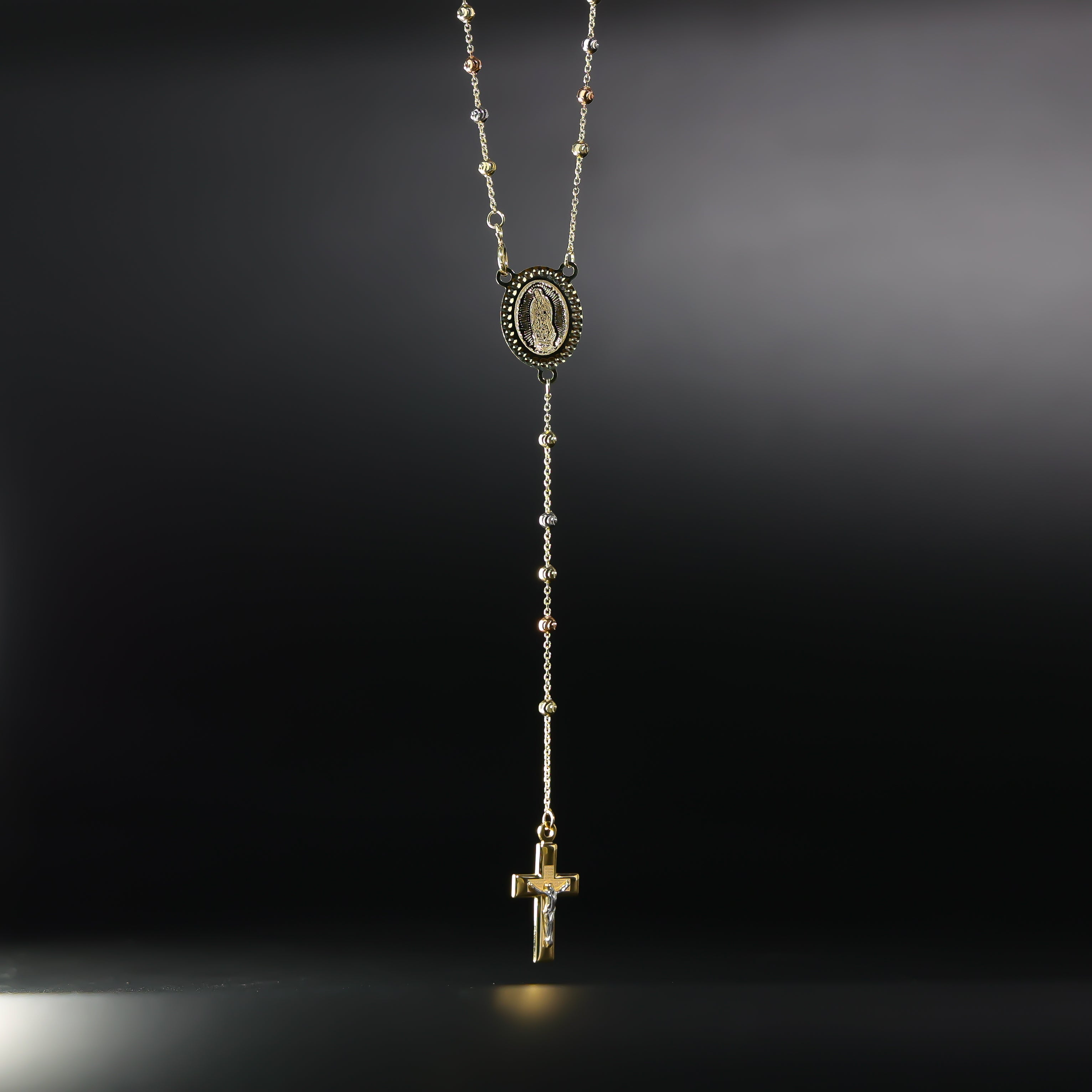 Gold 2.5MM Rosary Cross and Mother Mary Necklace Model-NK0238 - Charlie & Co. Jewelry