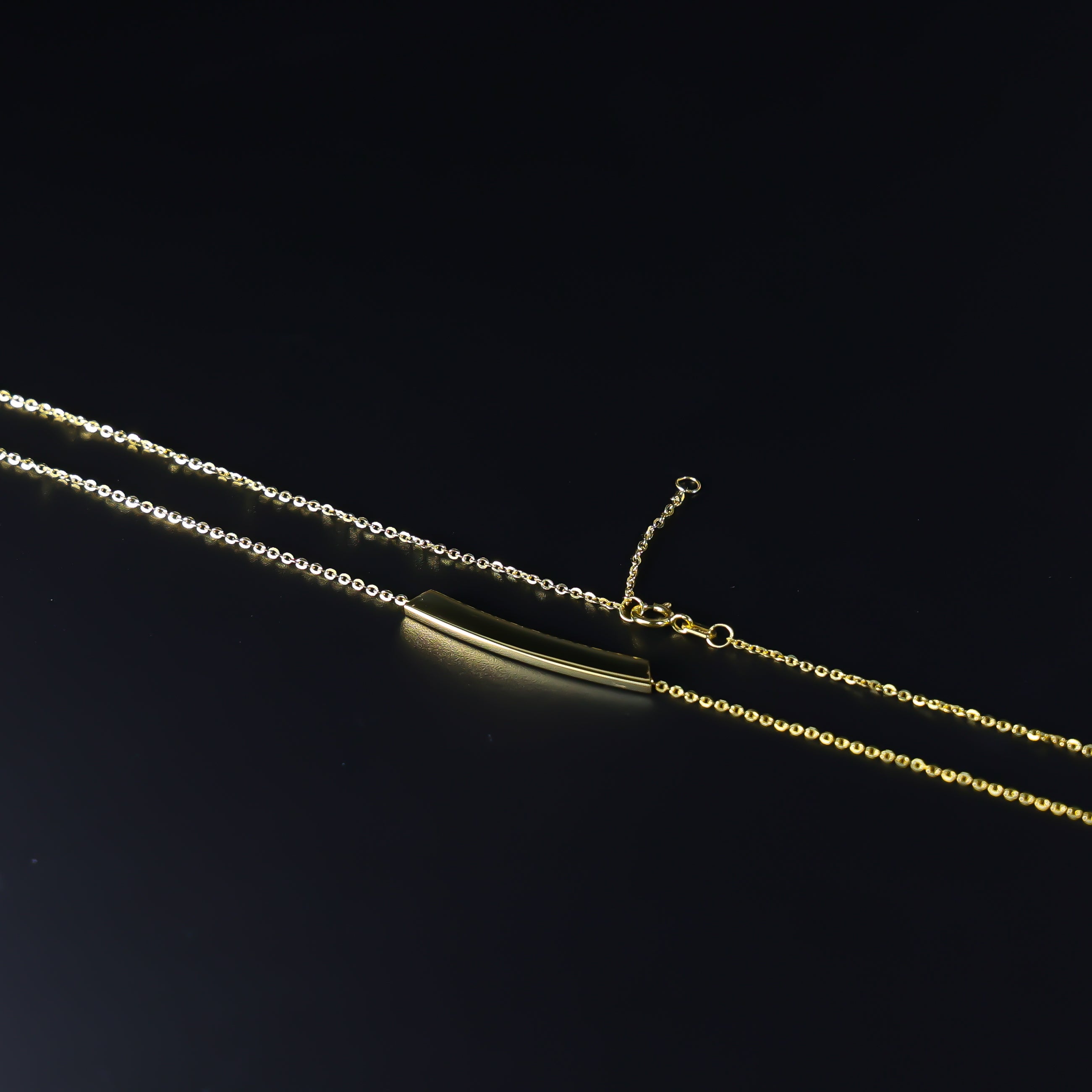Gold Moving ID Bar Chain Necklace Model-NK0321 - Charlie & Co. Jewelry