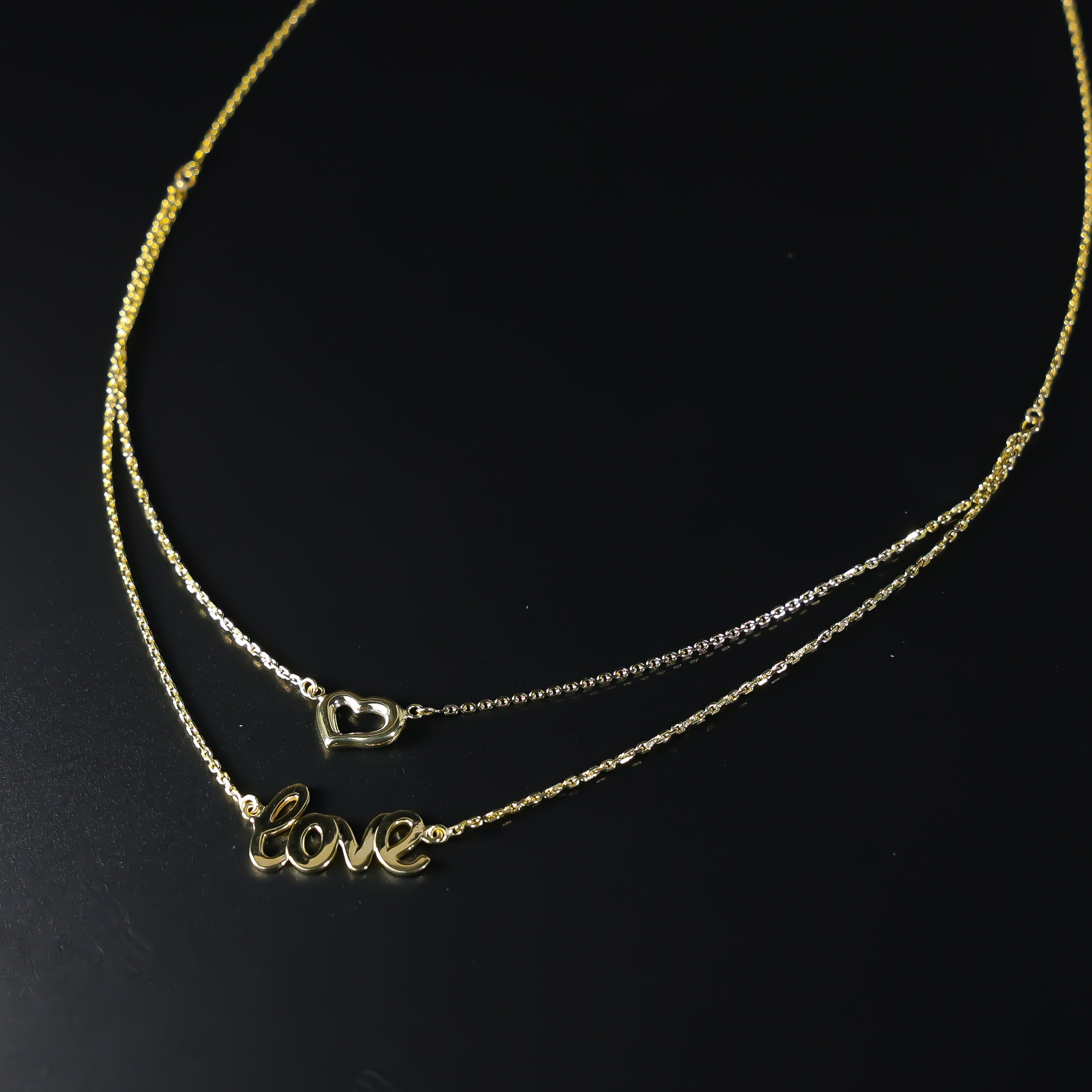 Gold Love Heart Necklace Model-NK0314 - Charlie & Co. Jewelry