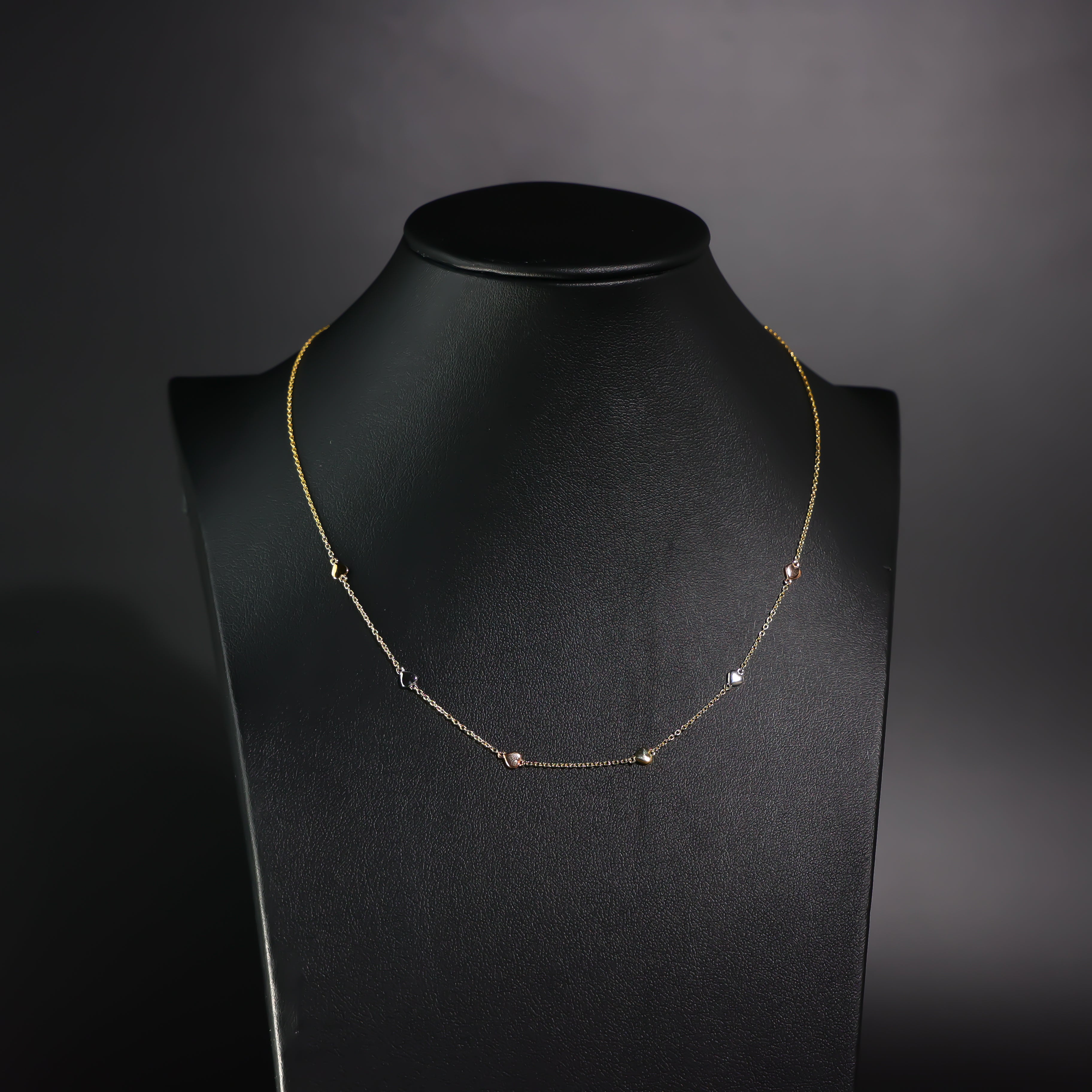 Gold Multi Heart Charm Necklace Model-NK0318 - Charlie & Co. Jewelry