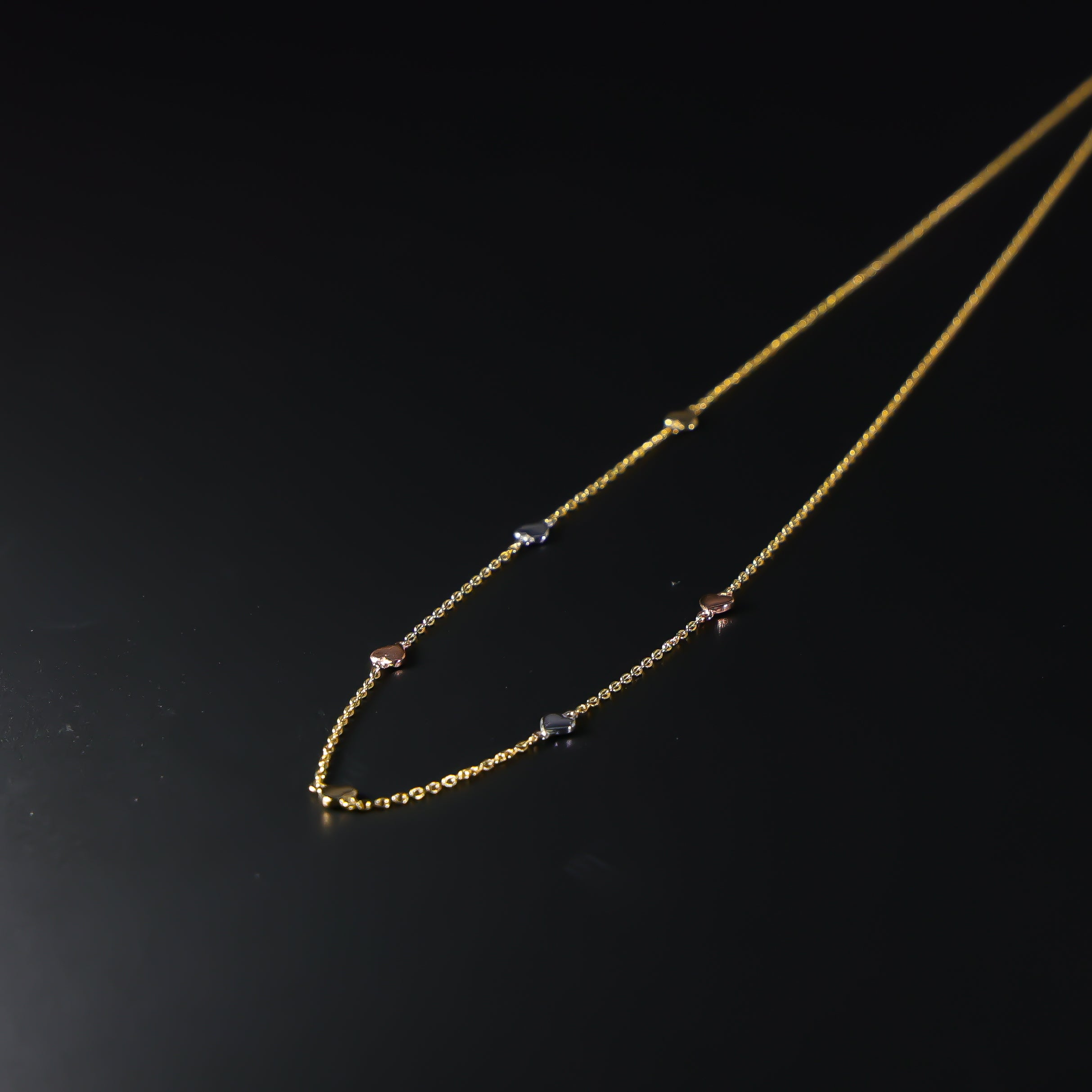 Gold Multi Heart Charm Necklace Model-NK0318 - Charlie & Co. Jewelry