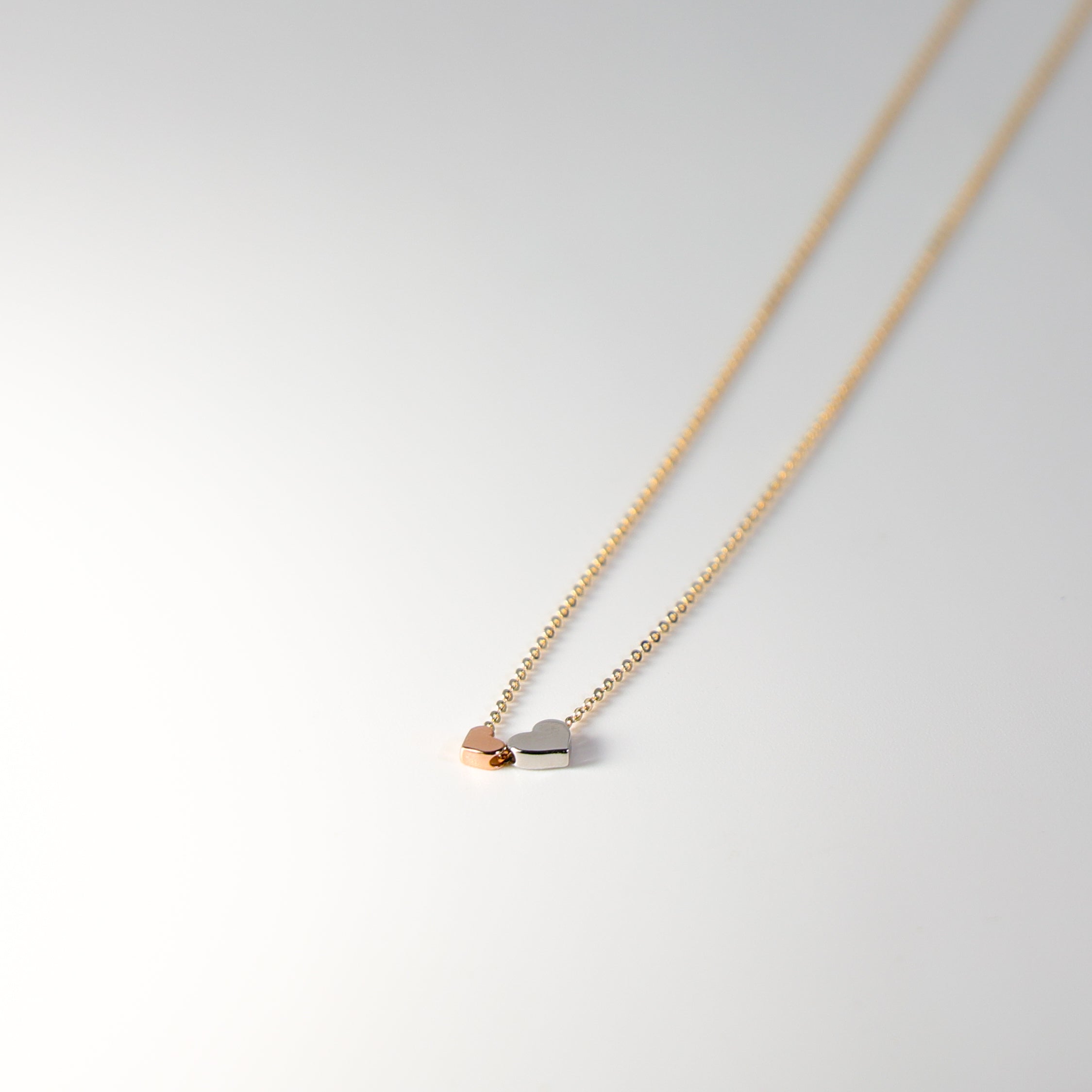14K Gold Two Hearts Necklace Model-NK0097 - Charlie & Co. Jewelry