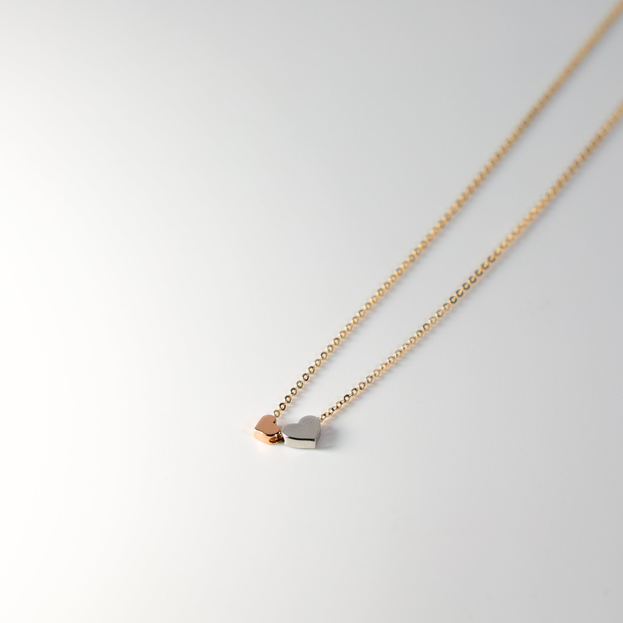 14K Gold Two Hearts Necklace Model-NK0097 - Charlie & Co. Jewelry
