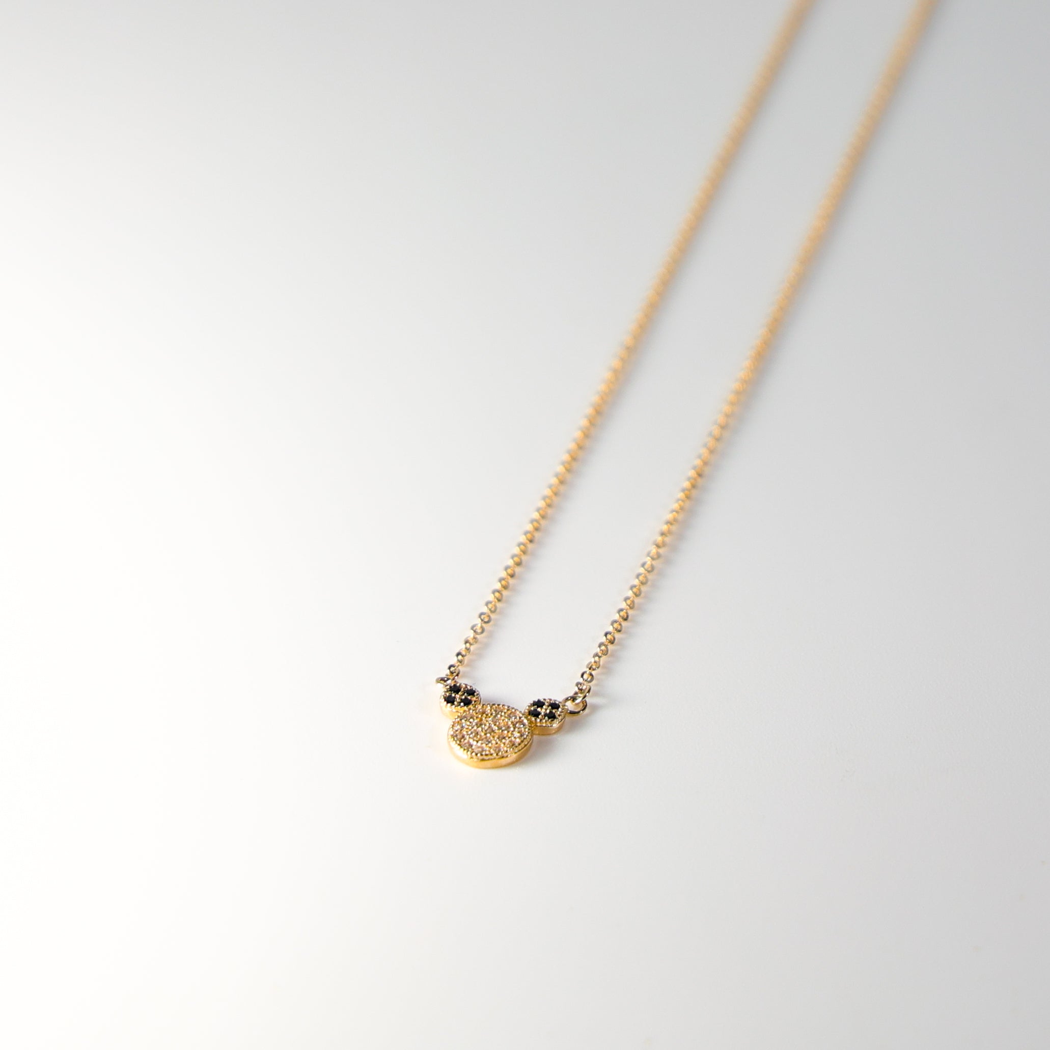 14K Dainty Gold Micky Mouse Necklace Model-NK0109 - Charlie & Co. Jewelry