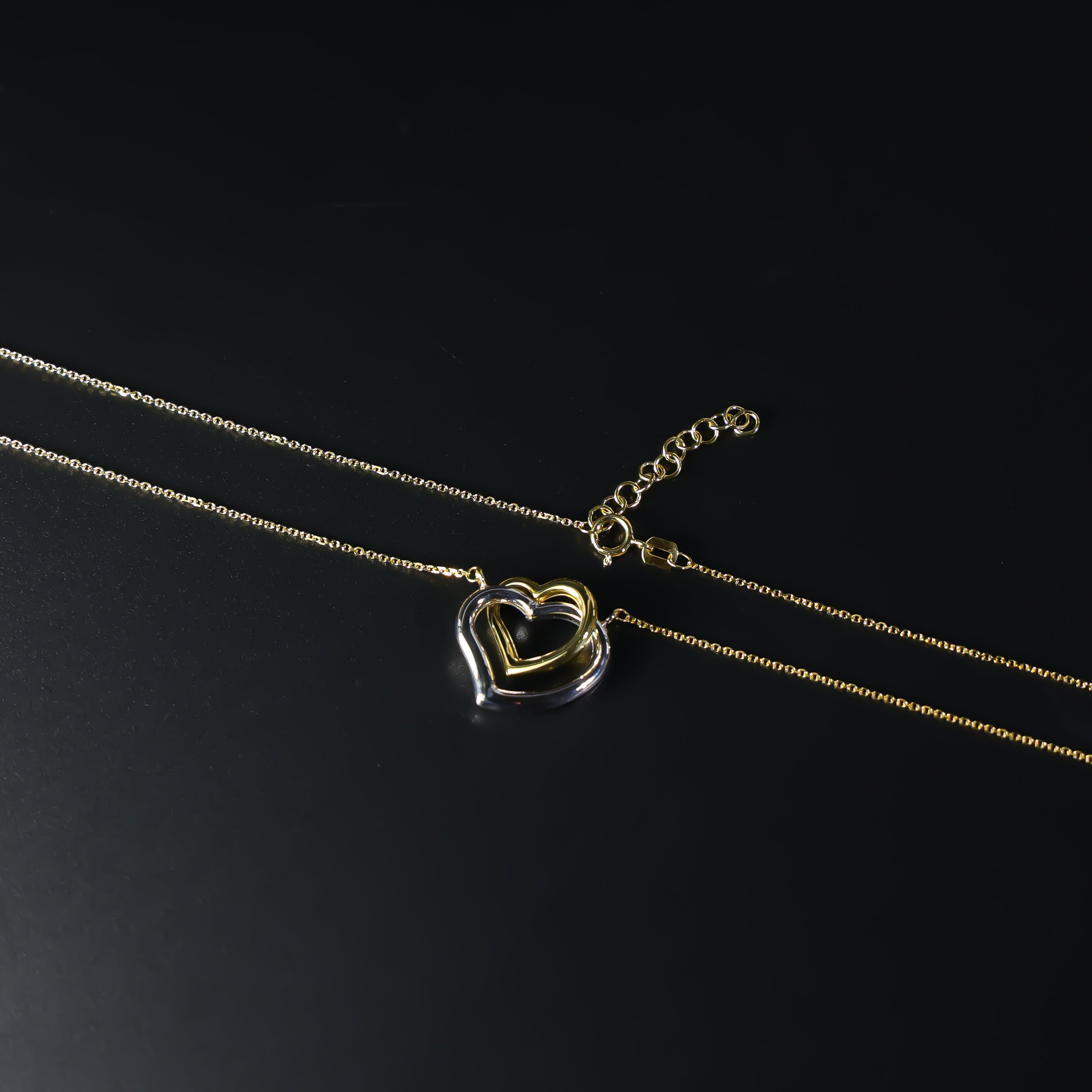 Gold Double Heart Necklace Model-NK0149 - Charlie & Co. Jewelry