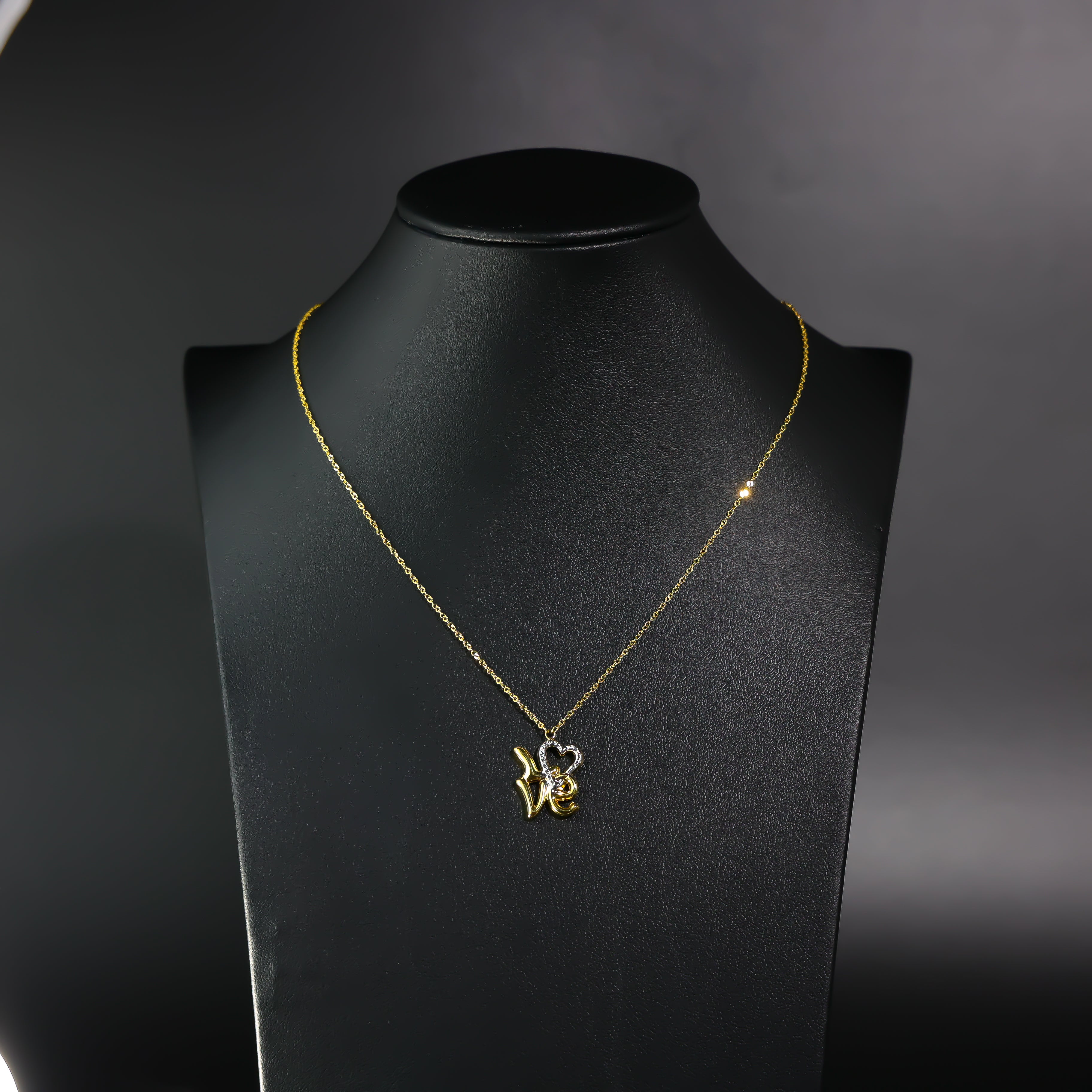 Gold Love Heart Charm Necklace Model-NK0145 - Charlie & Co. Jewelry