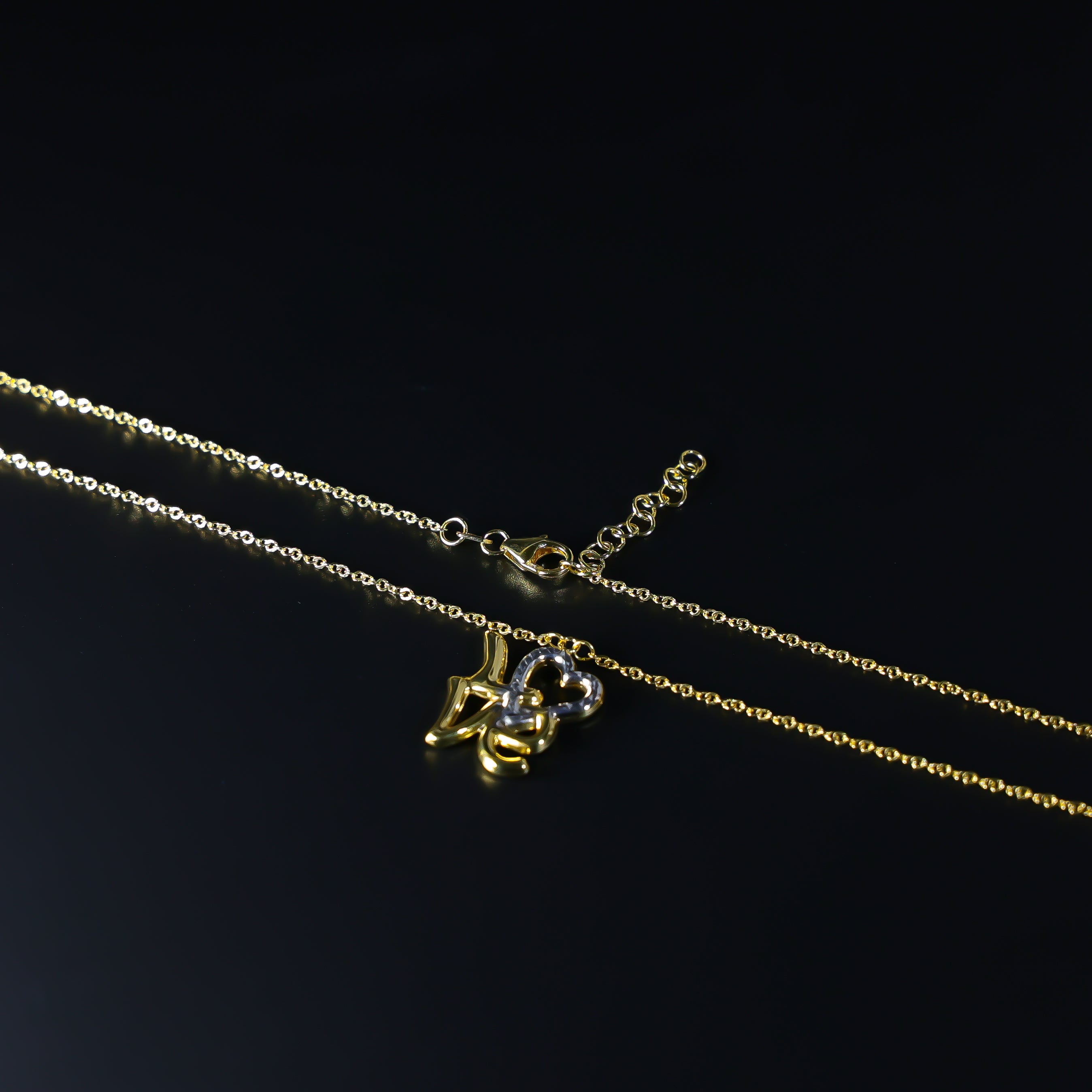 Gold Love Heart Charm Necklace Model-NK0145 - Charlie & Co. Jewelry