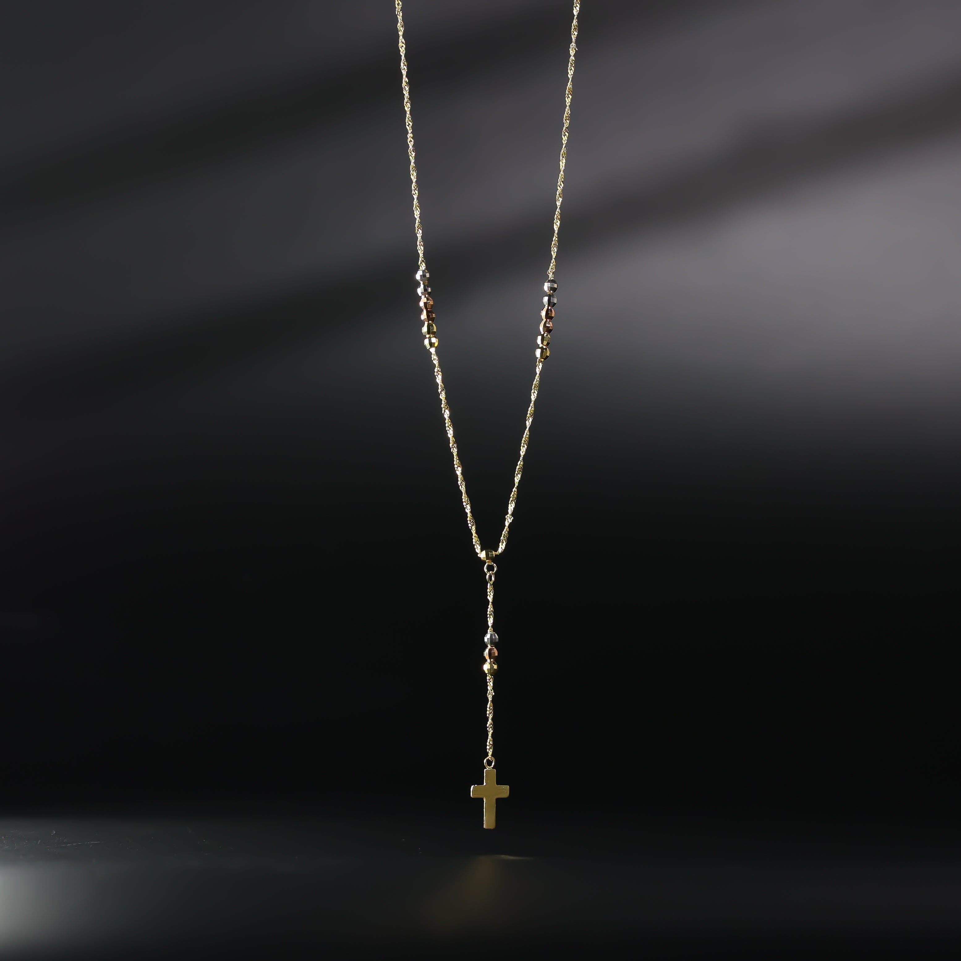 Gold Rosary Cross Necklace Model-NK0199 - Charlie & Co. Jewelry