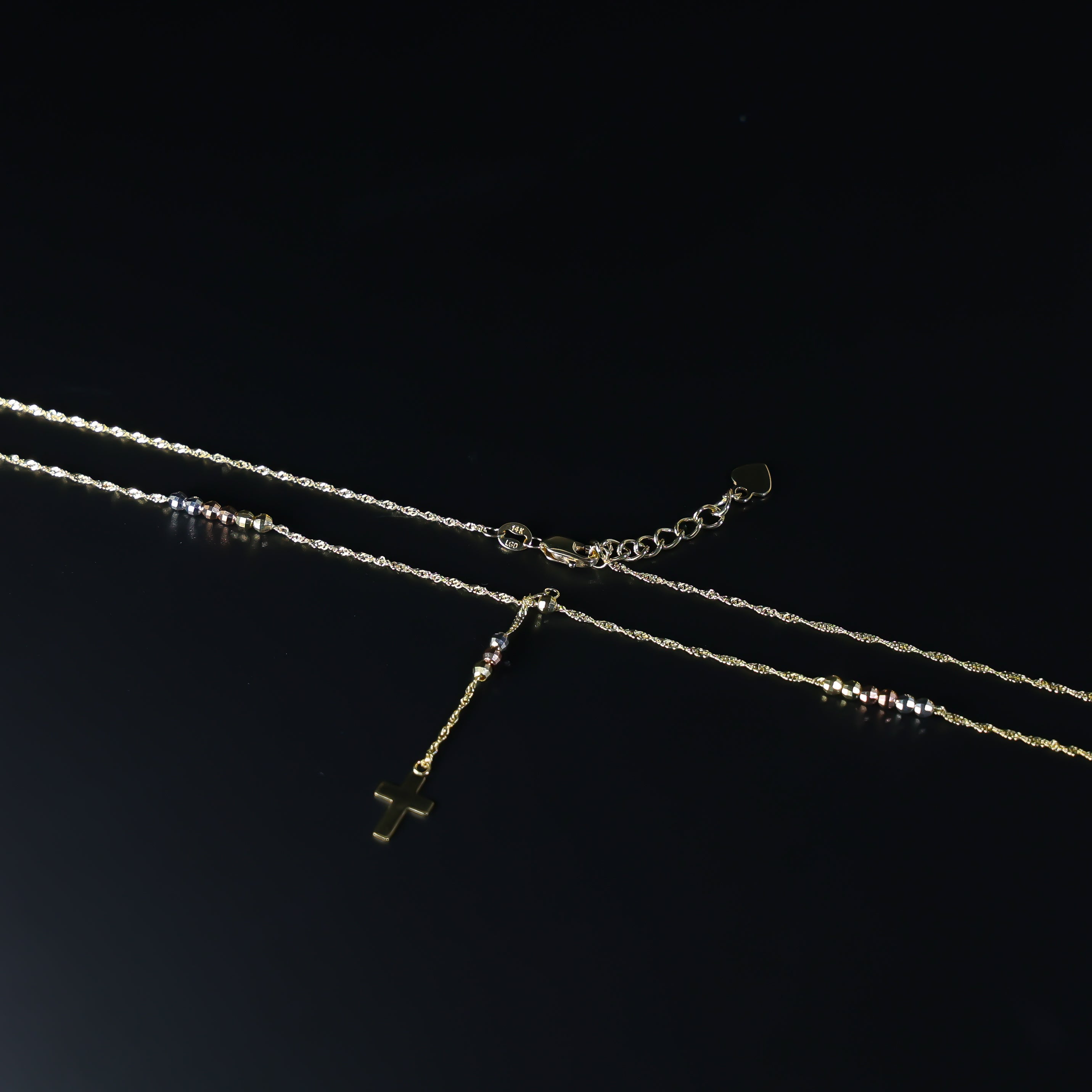 Gold Rosary Cross Necklace Model-NK0199 - Charlie & Co. Jewelry