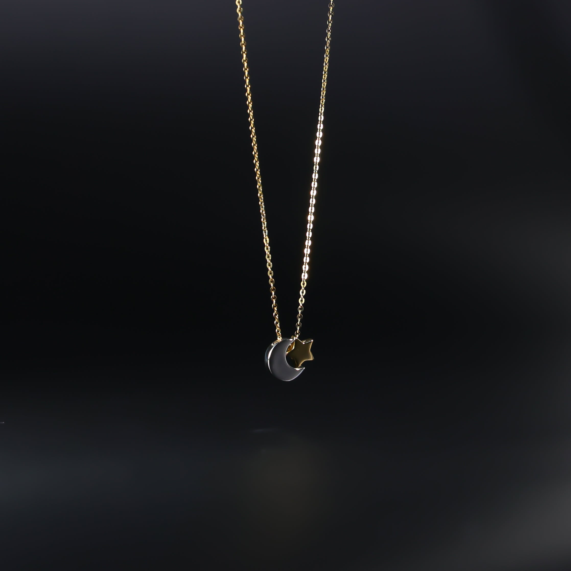 14K Gold Moon and Star Necklace Model-NK0224 - Charlie & Co. Jewelry