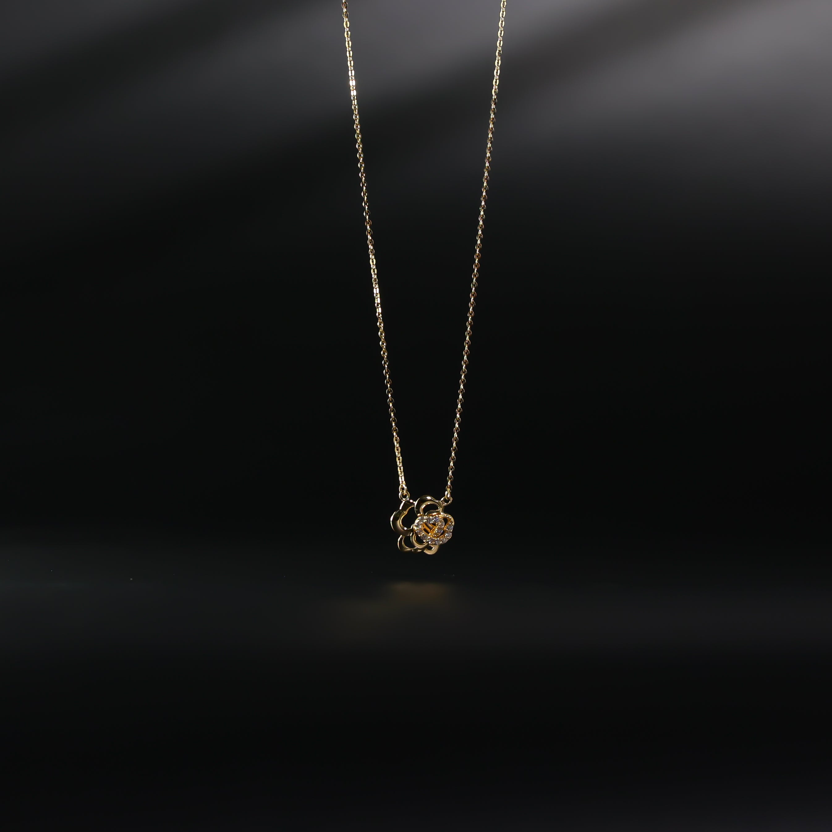 14K Gold Rose Flower Necklace Model-NK0103 - Charlie & Co. Jewelry