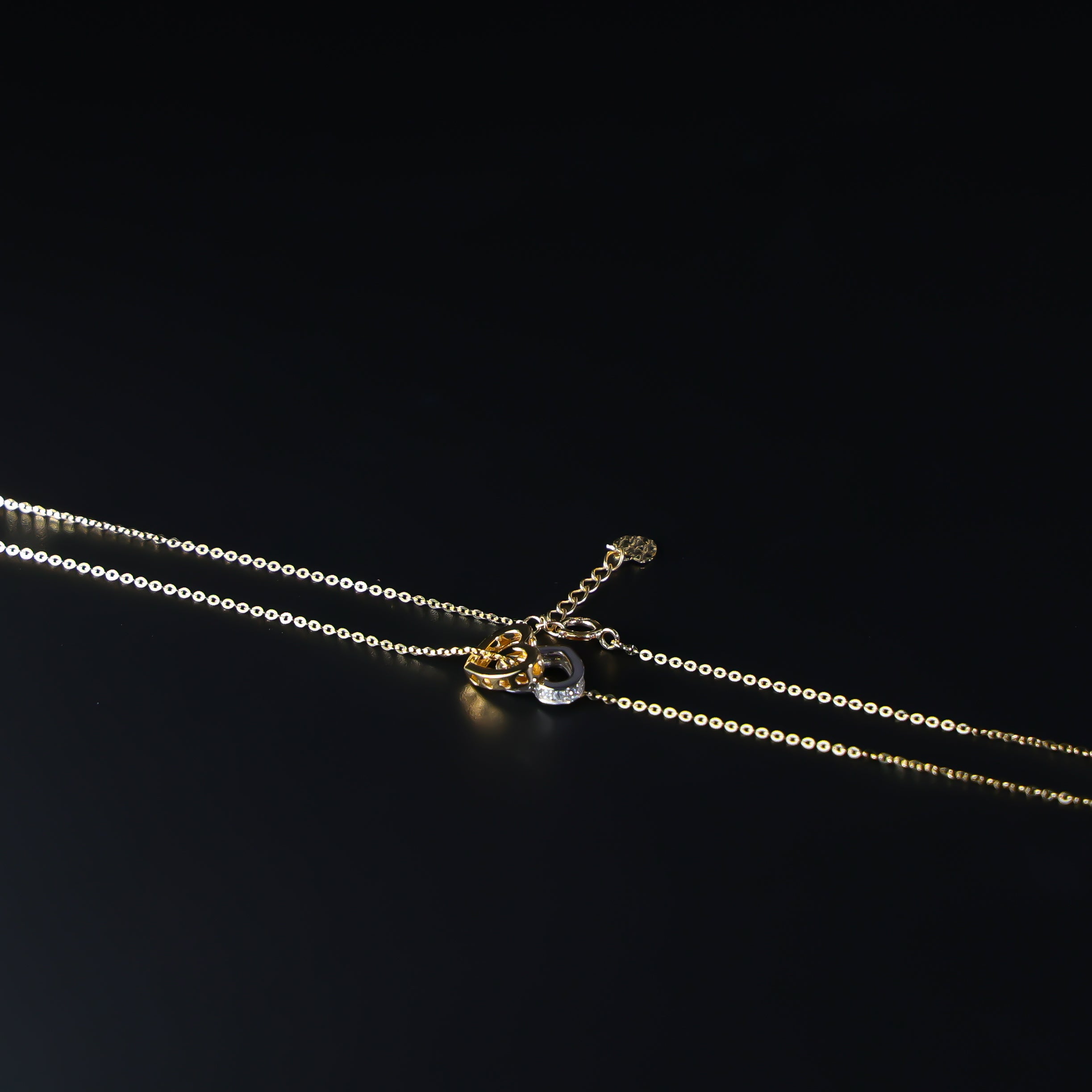 Gold Hanging Hearts Charm Necklace Model-NK0219 - Charlie & Co. Jewelry