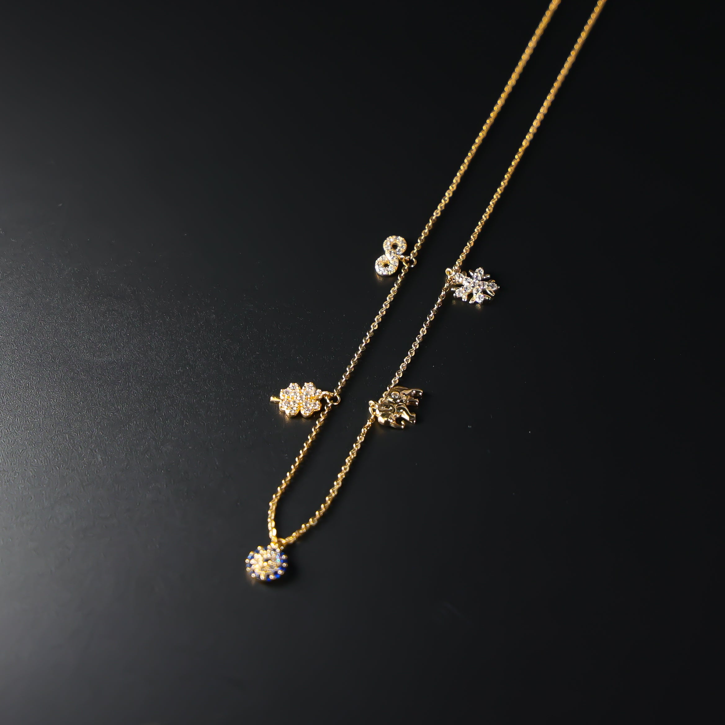 Gold Lucky Charms Necklace Model-NK0300 - Charlie & Co. Jewelry