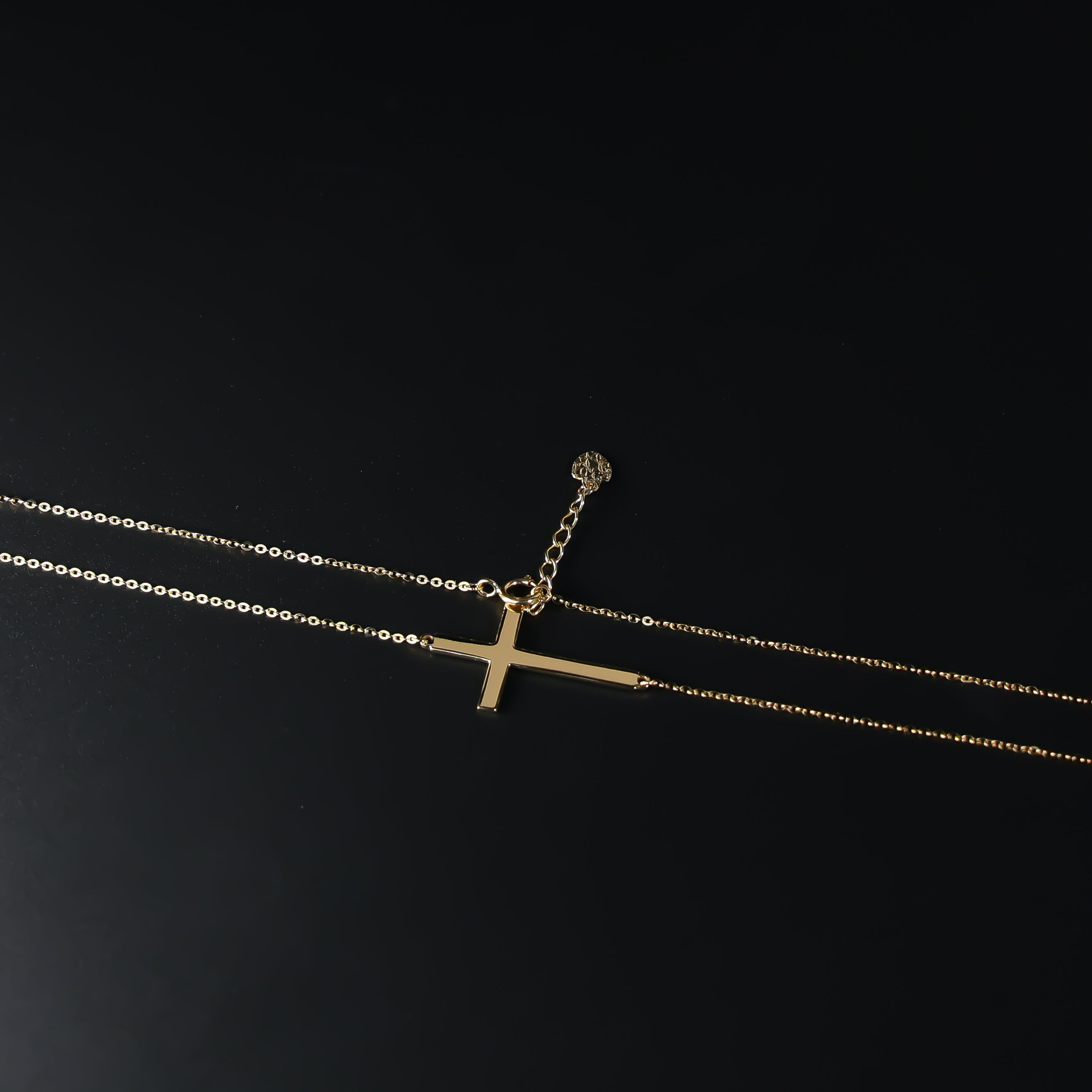 14K Gold Side Way Cross Necklace Model-NK0203 - Charlie & Co. Jewelry