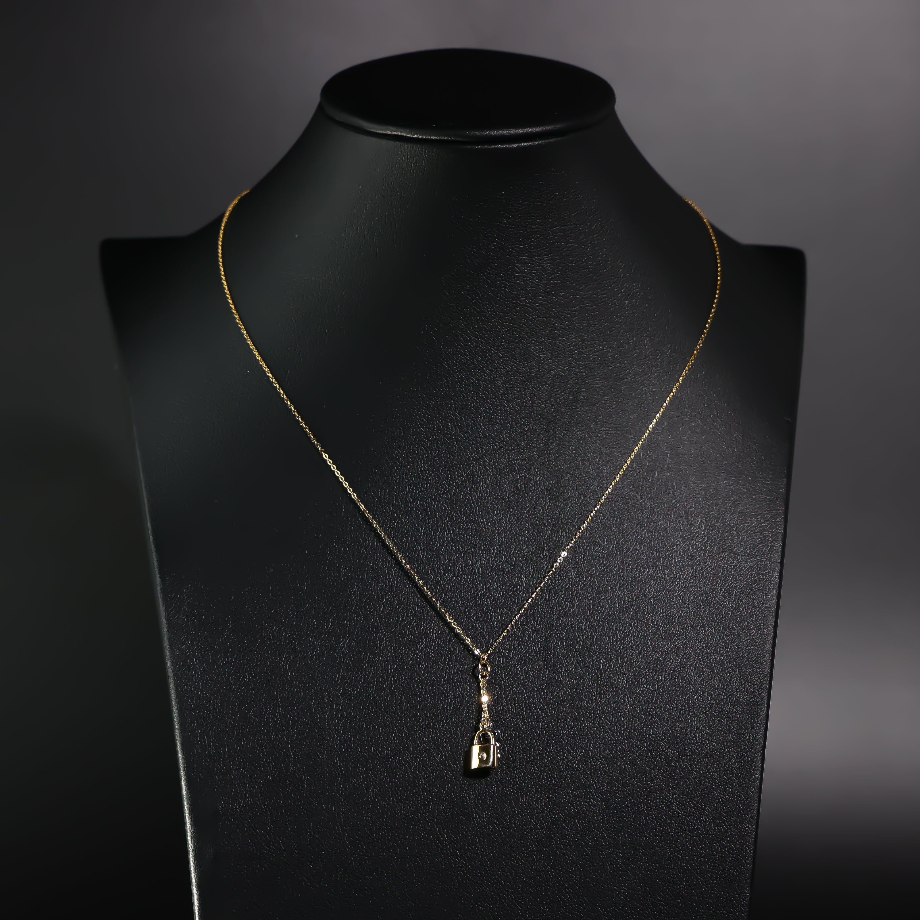 Gold Lock And Key Charm Necklace Model-NK0223 - Charlie & Co. Jewelry