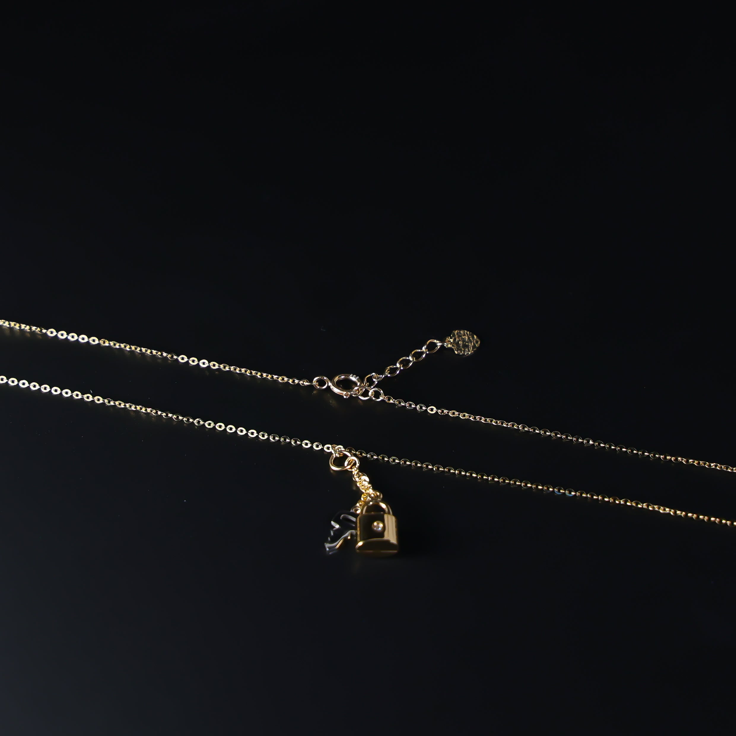 Gold Lock And Key Charm Necklace Model-NK0223 - Charlie & Co. Jewelry