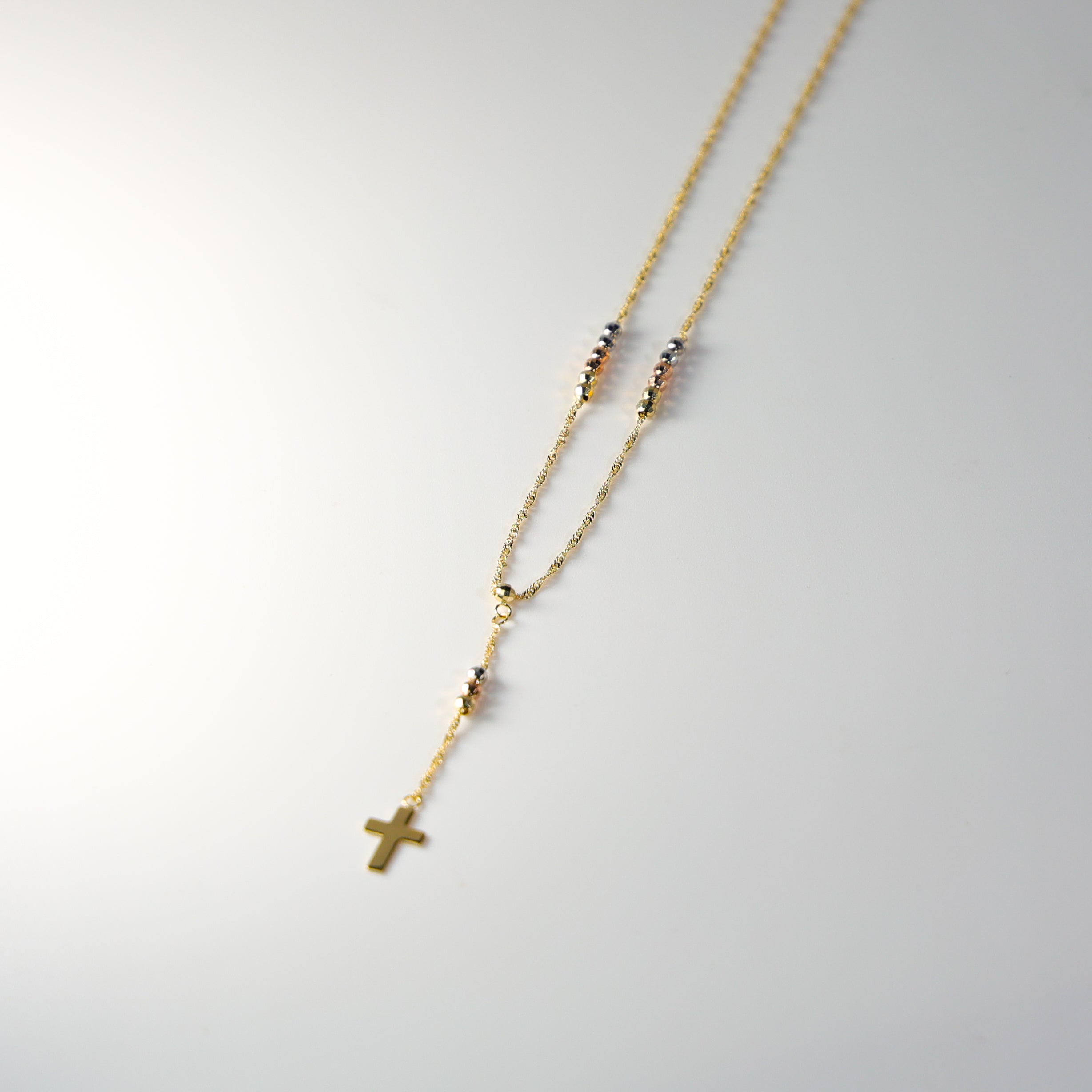Gold Rosary Cross Necklace Model-NK0199 - Charlie & Co. Jewelry
