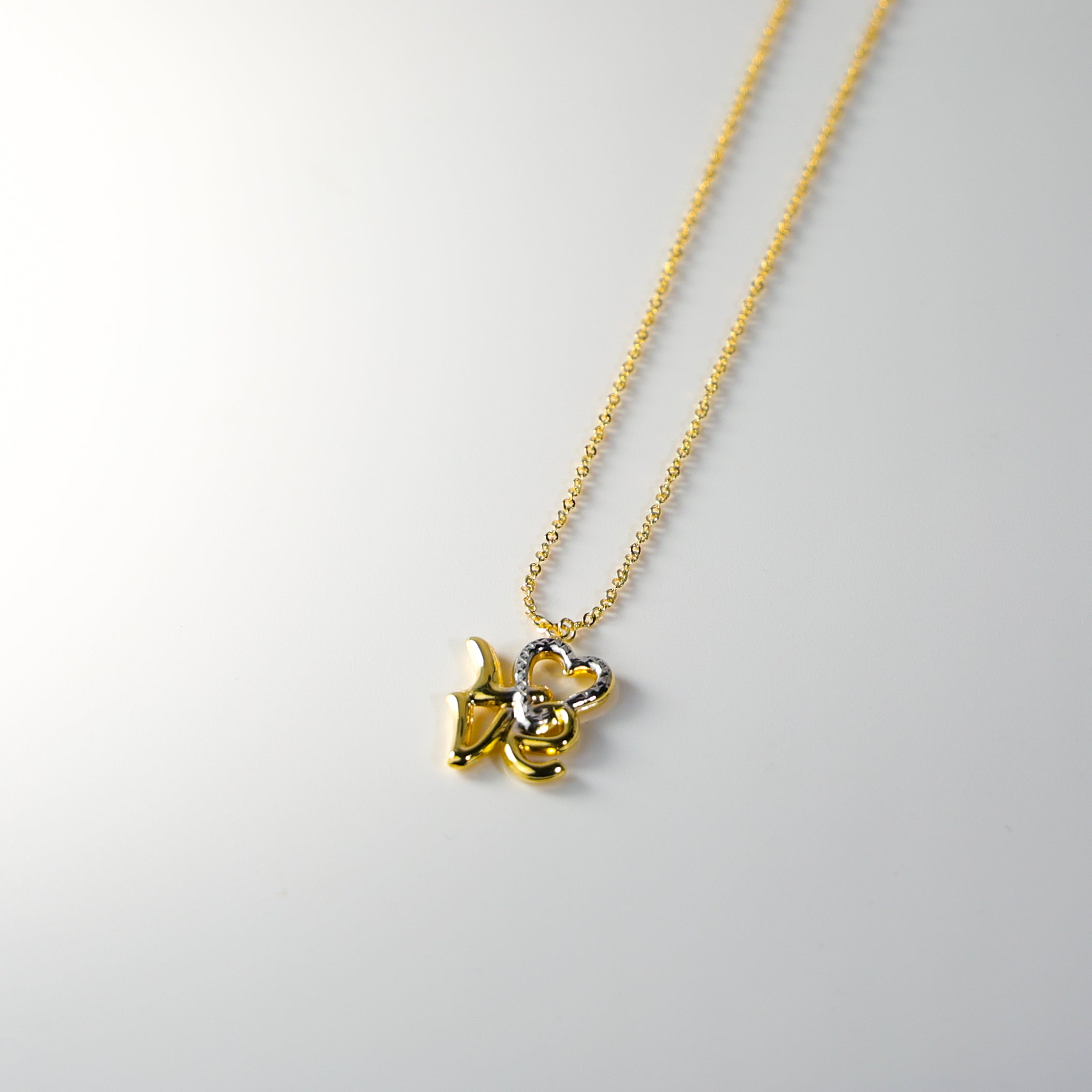 Gold Love Heart Charm Necklace Model-NK0145 - Charlie & Co. Jewelry