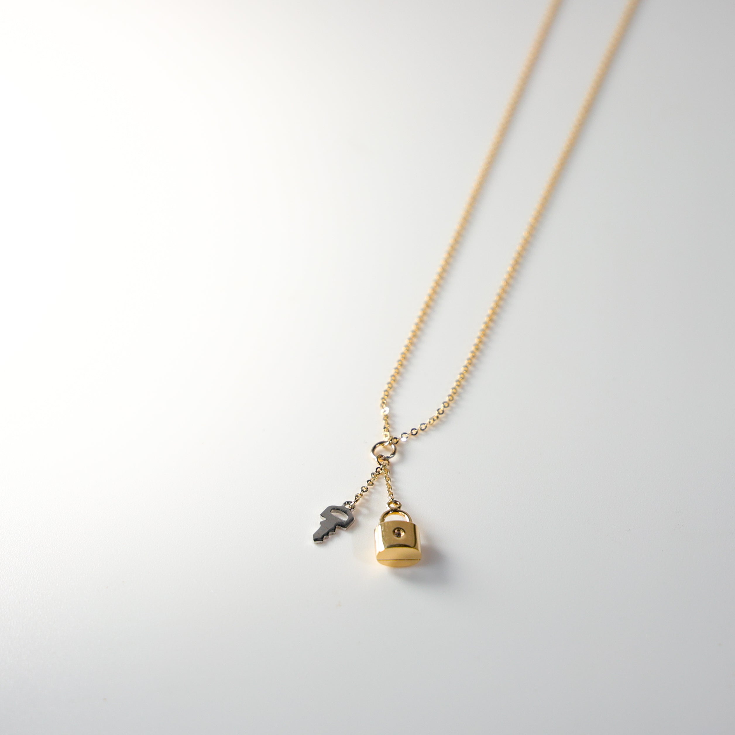 Gold Lock And Key Charm Necklace Model-NK0223 - Charlie & Co. Jewelry