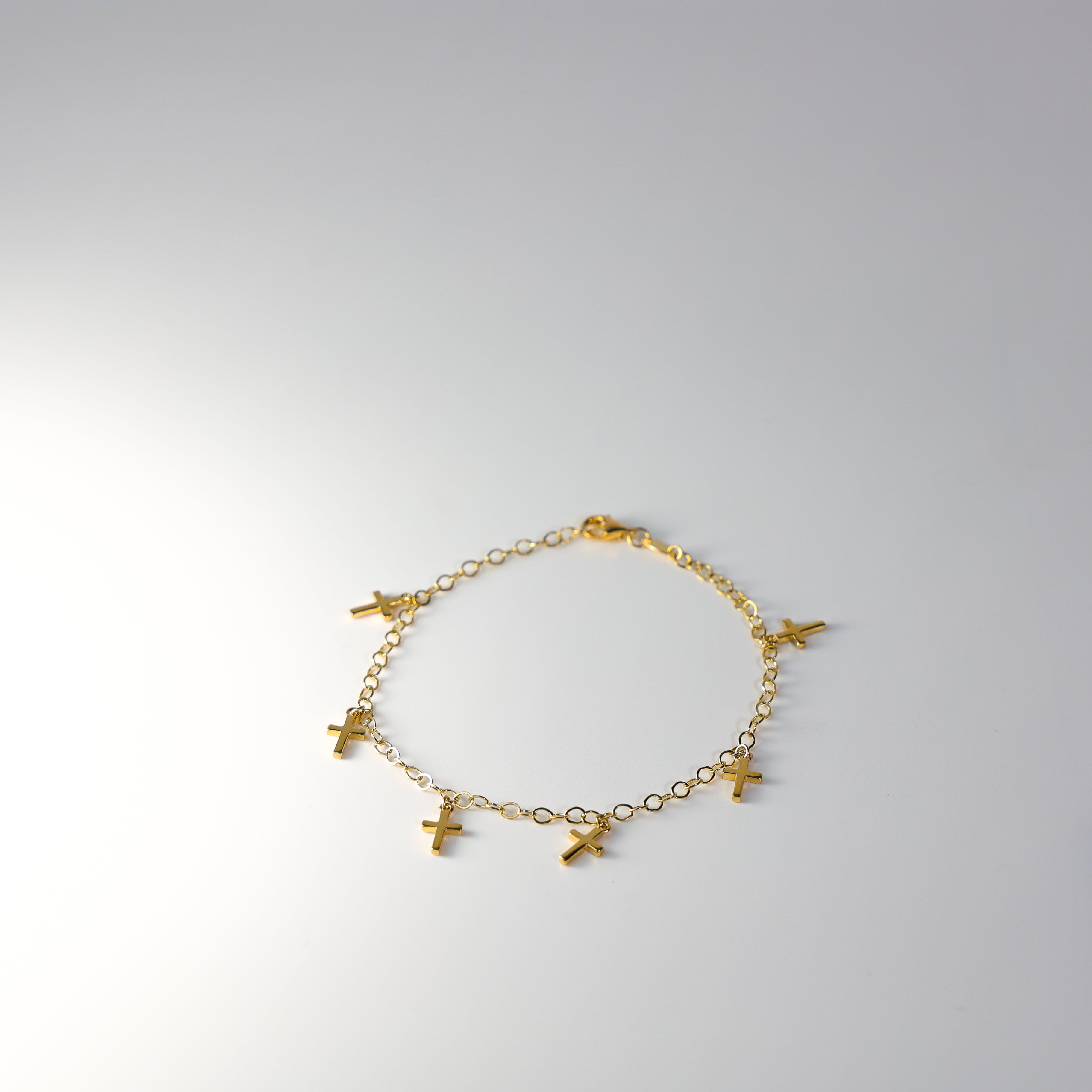 14K Gold Hanging Crosses Bracelet Model-AB0775 - Charlie & Co. Jewelry