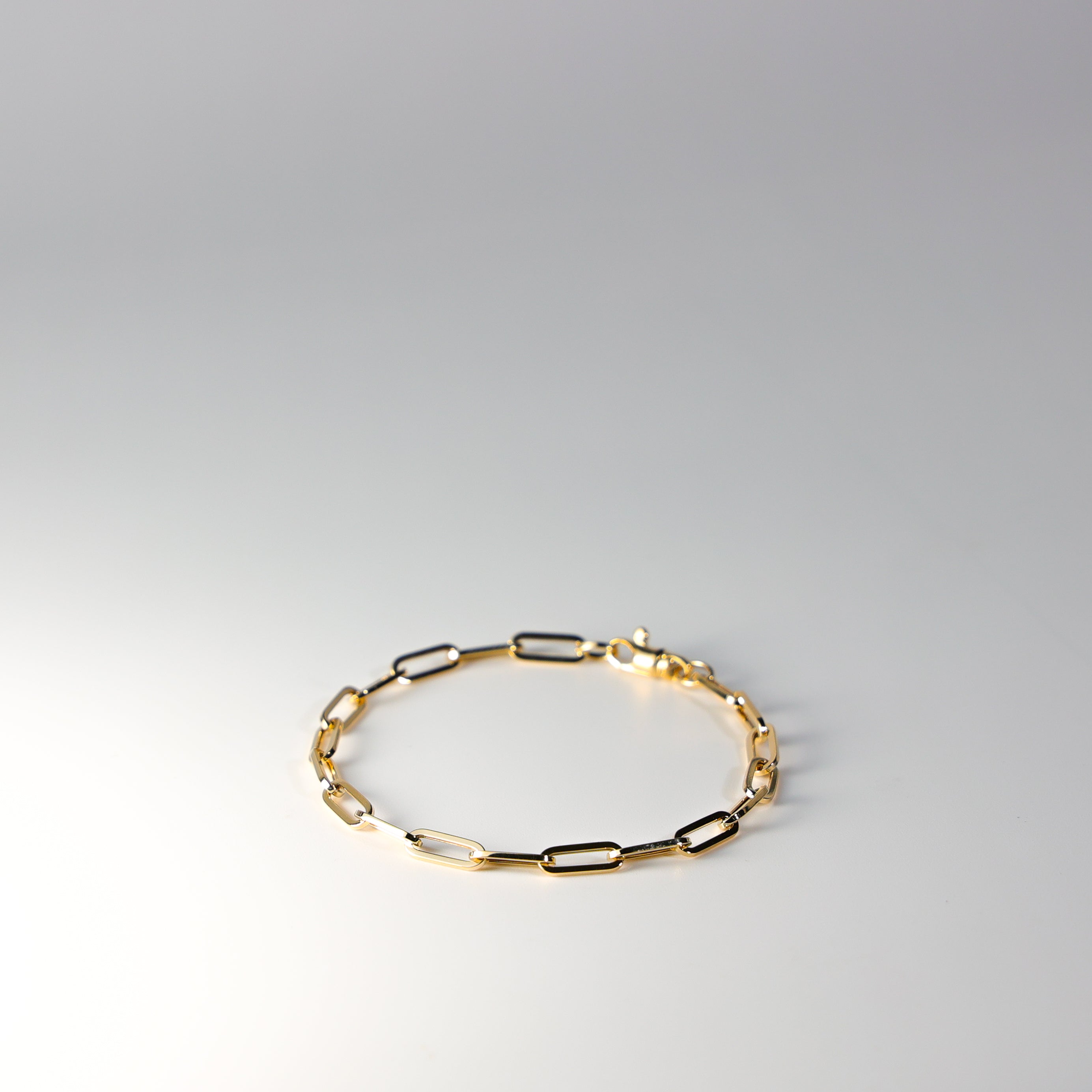 14K 4MM Gold Paperclip Link Bracelet Model-AB0765 - Charlie & Co. Jewelry