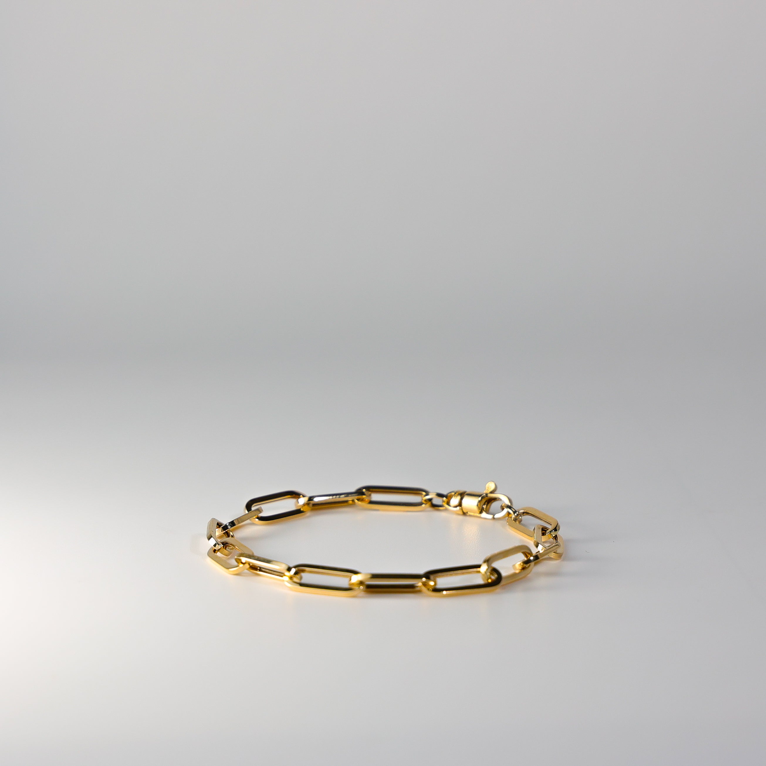 14K Gold 5.5MM Paperclip Chain Bracelet Model-AB0766 - Charlie & Co. Jewelry