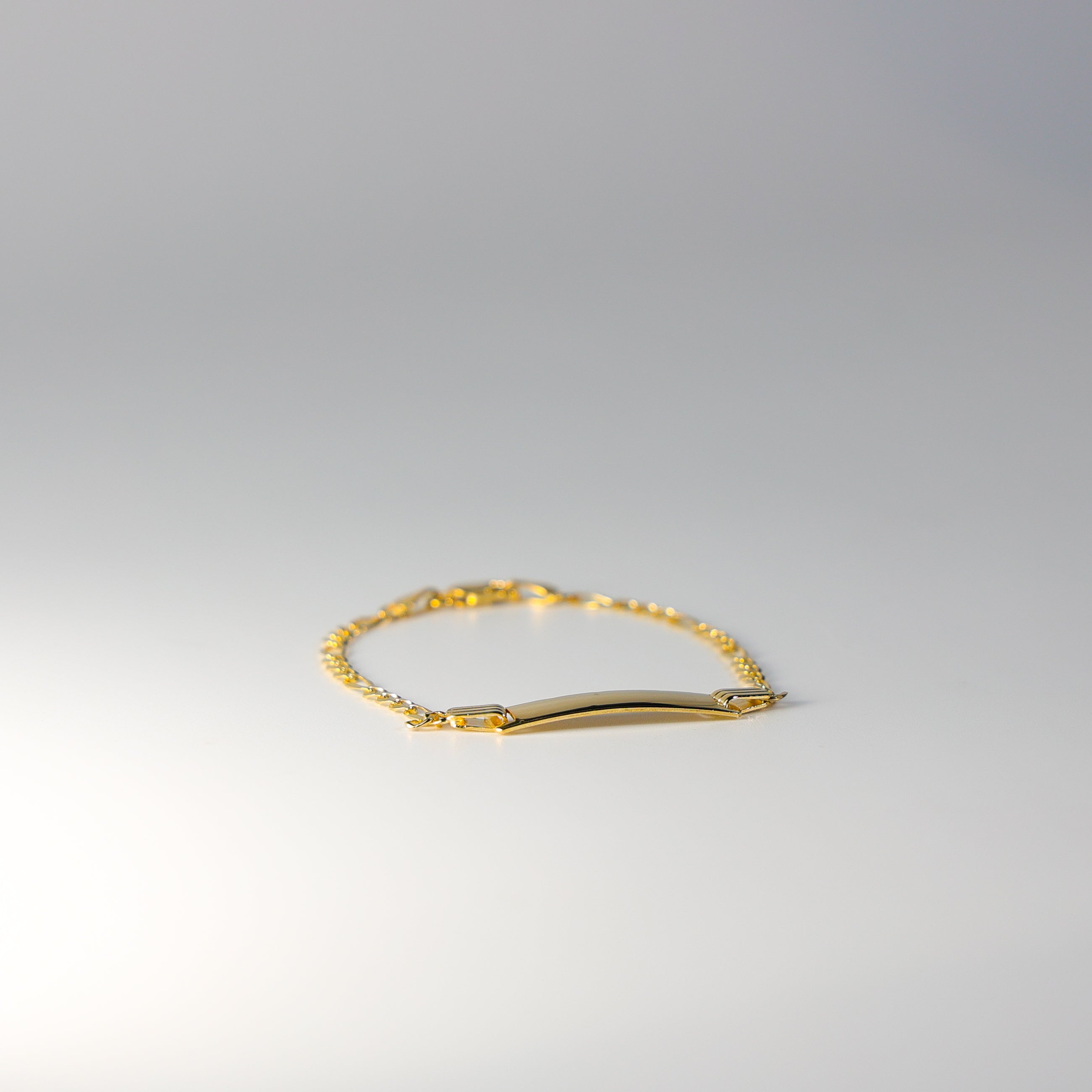 14K Gold ID Bracelet 3MM Figaro Link Chain Model-AB0103 - Charlie & Co. Jewelry