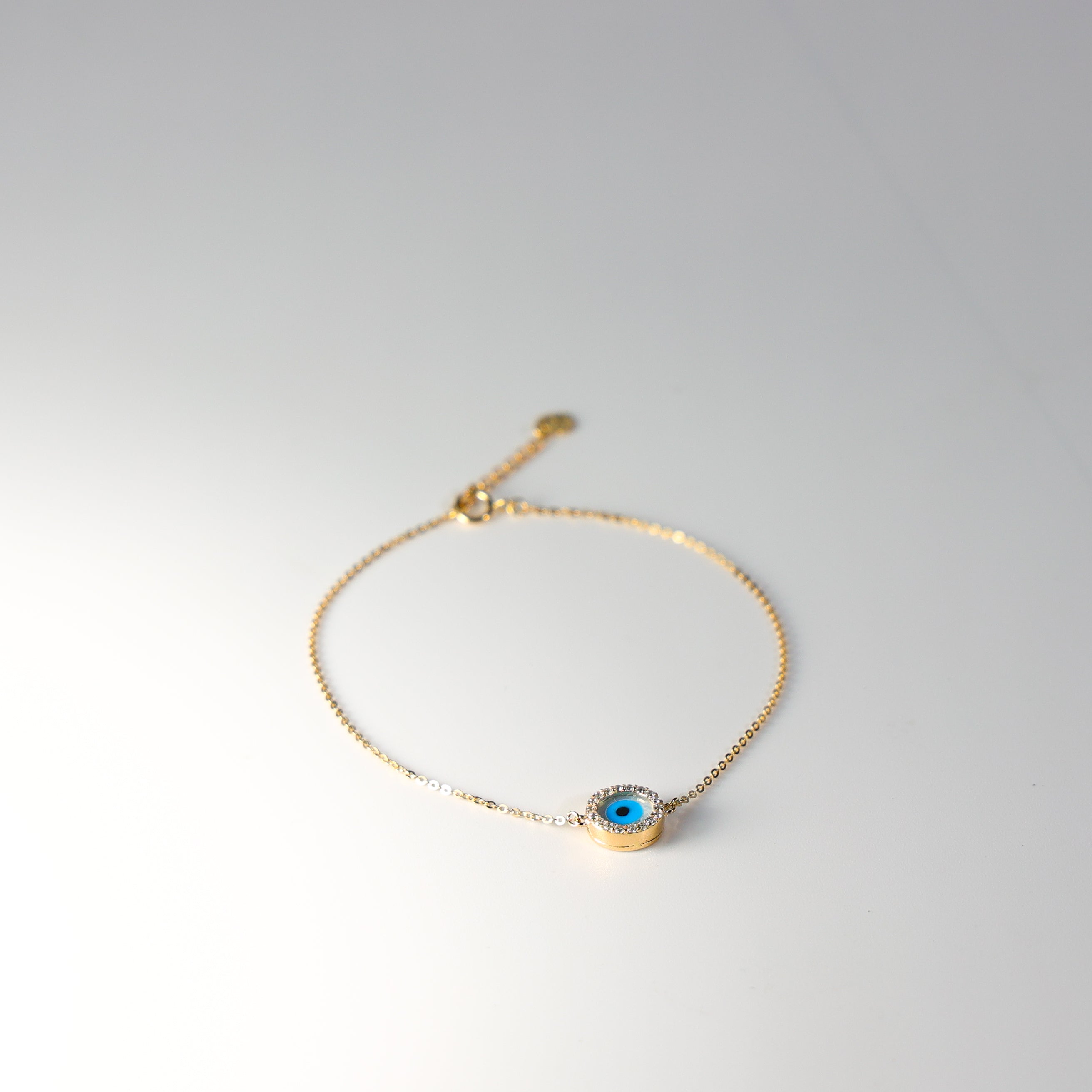 14K Gold Evil Eye Chain Bracelet Model-AB0560 - Charlie & Co. Jewelry