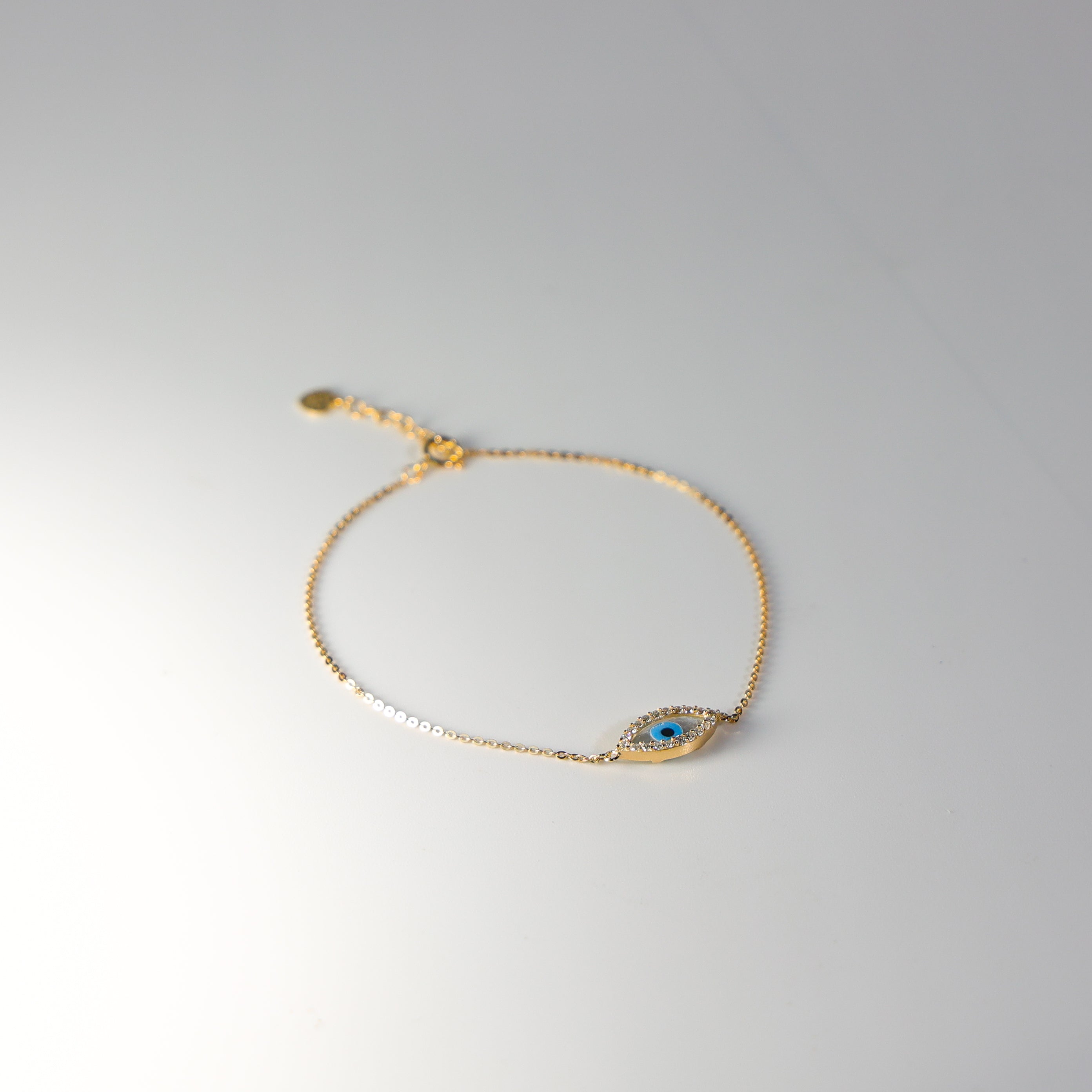 14K Gold Evil Eye Chain Bracelet Model-AB0559 - Charlie & Co. Jewelry