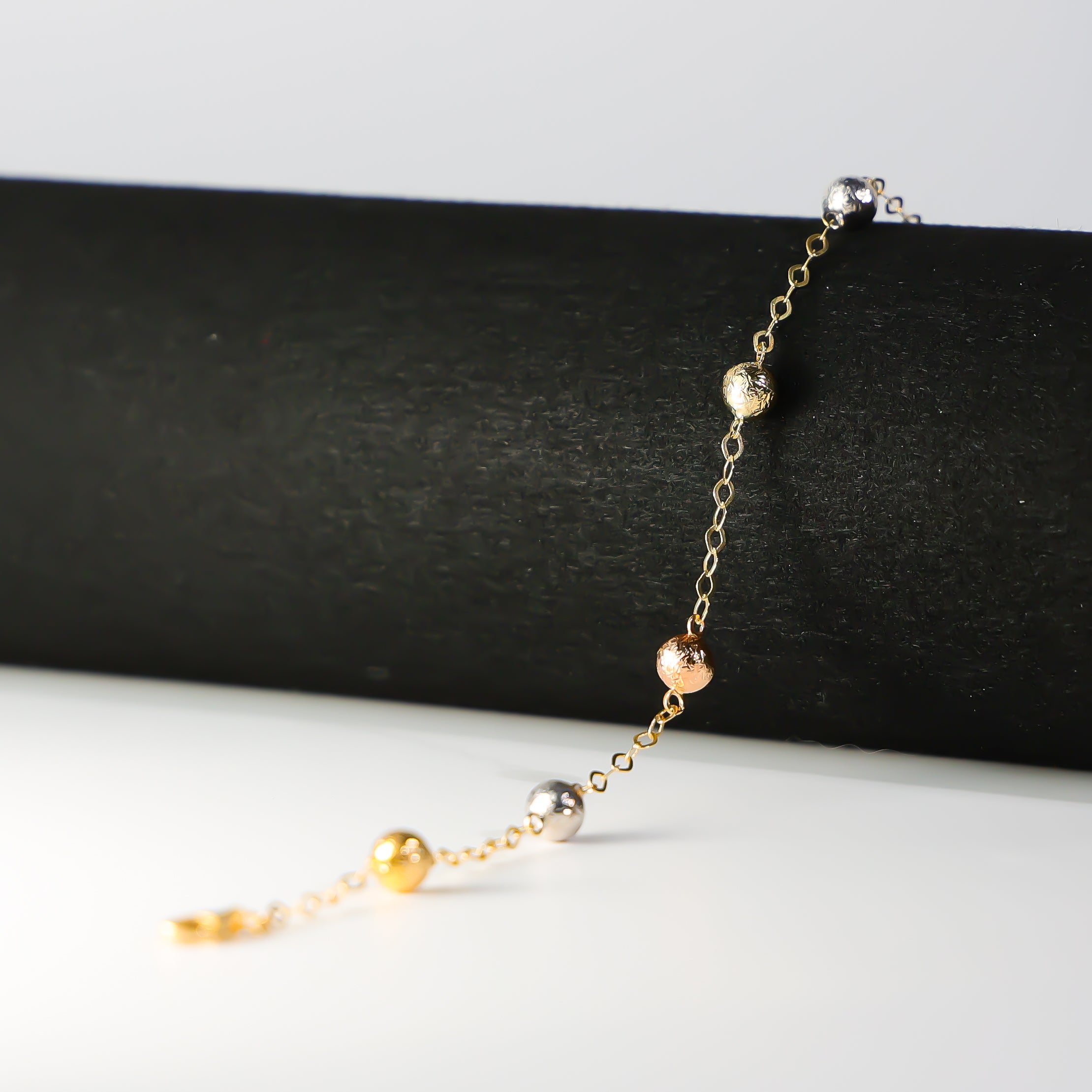 14K Gold Snow Ball Chain Bracelet Model-AB0187 - Charlie & Co. Jewelry