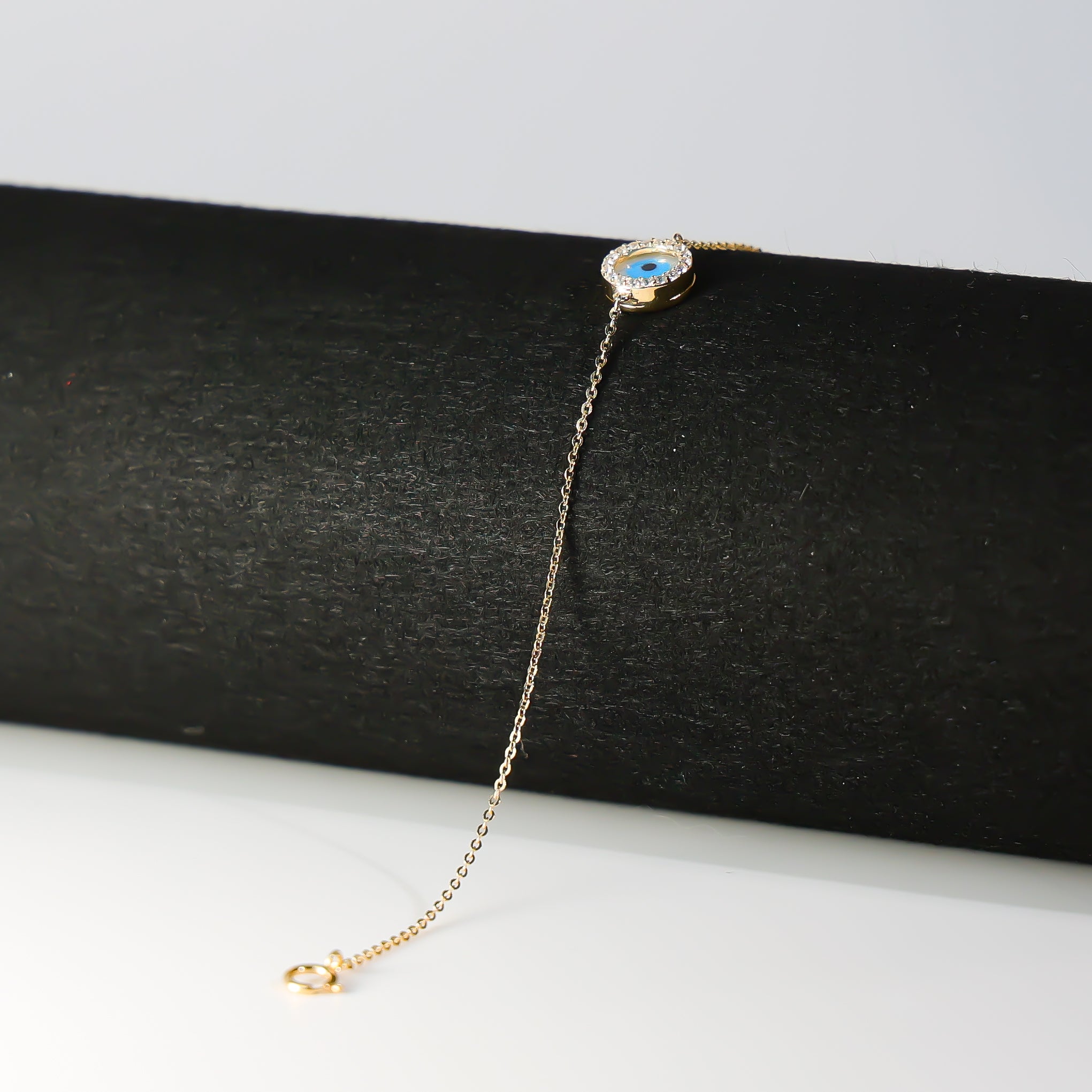 14K Gold Evil Eye Chain Bracelet Model-AB0560 - Charlie & Co. Jewelry