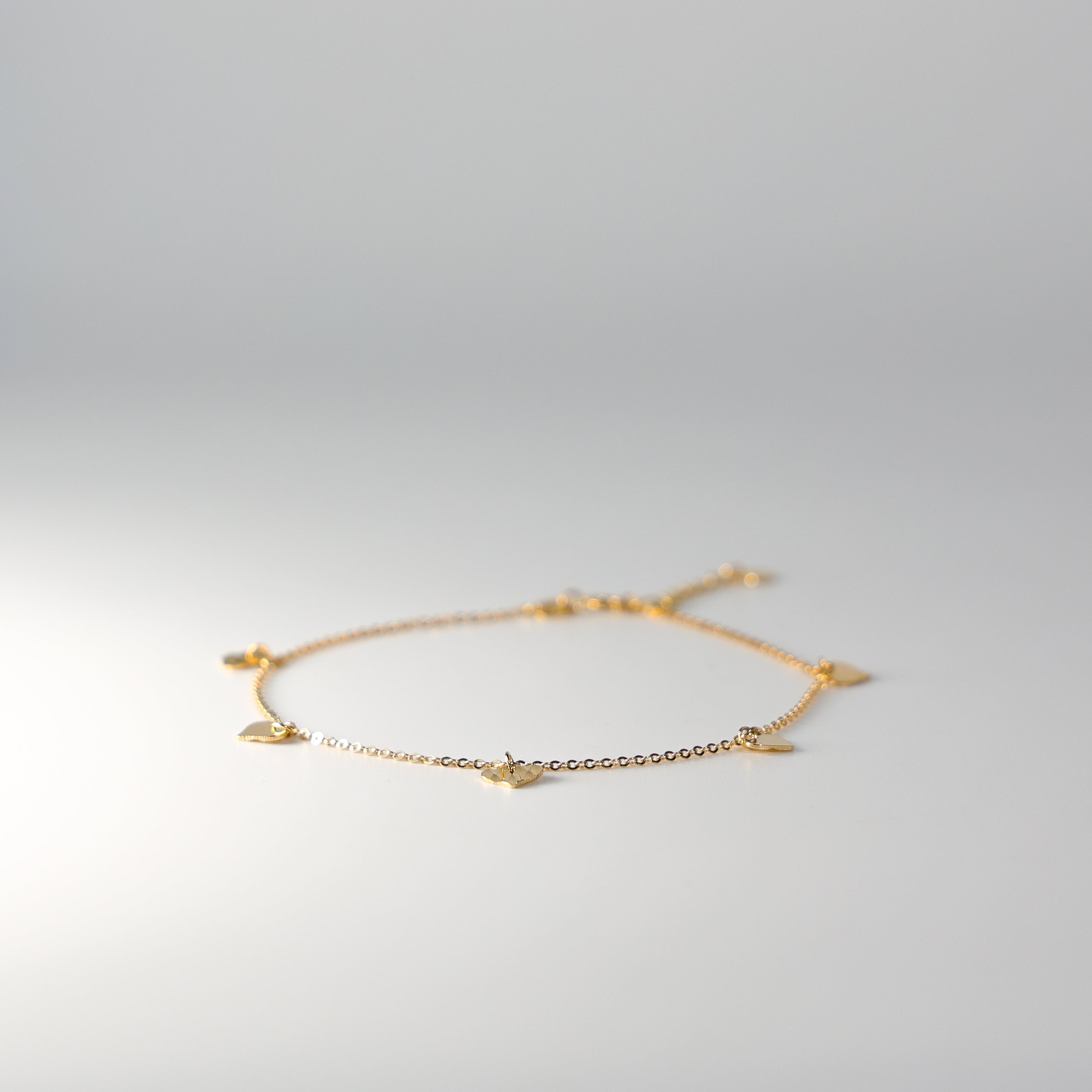 14K Gold Hanging Hearts Bracelet Model-AB0037 - Charlie & Co. Jewelry