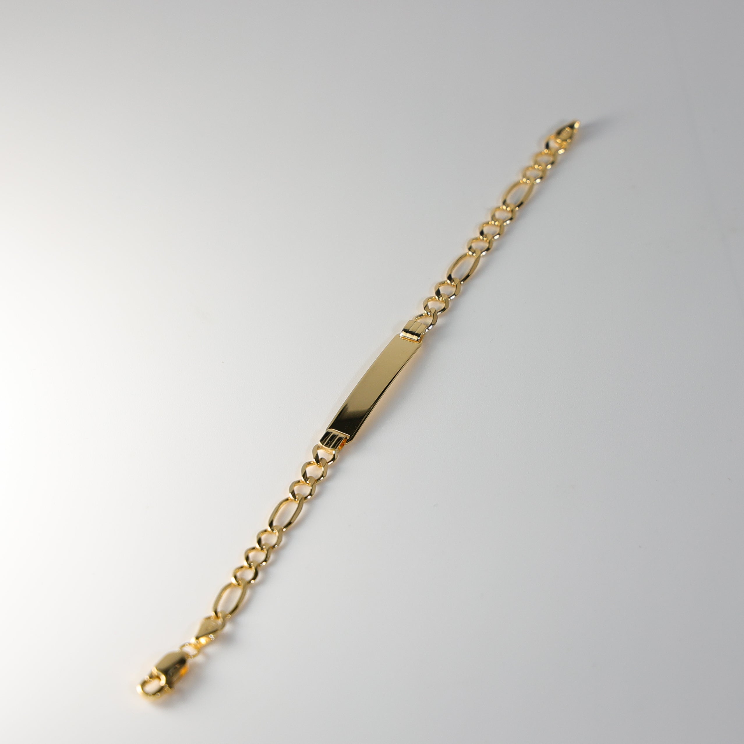 14K Gold ID Bracelet 5MM Figaro Link Chain Model-AB0228 - Charlie & Co. Jewelry