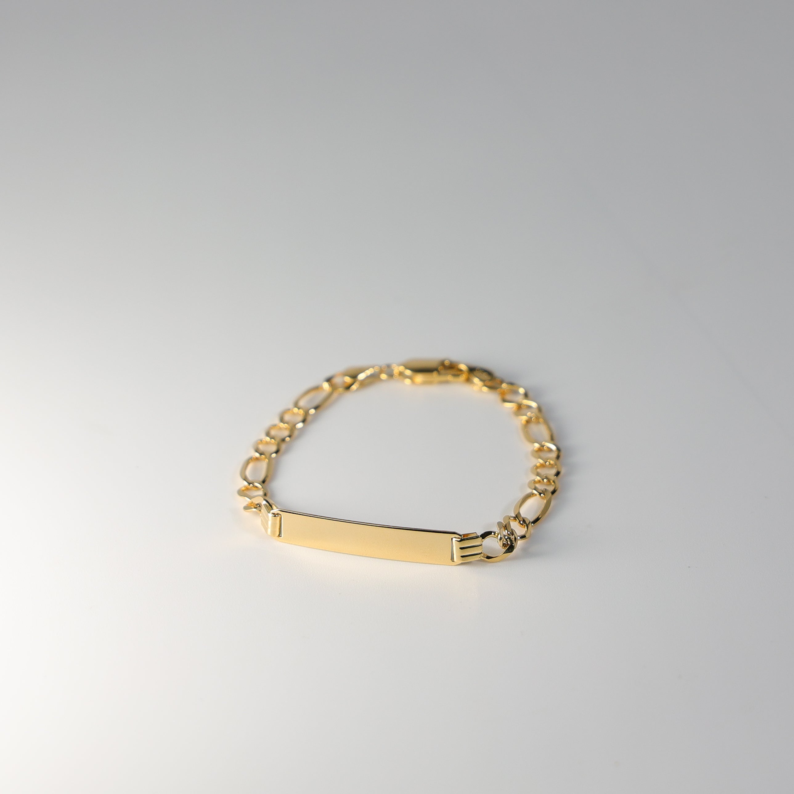 14K Gold ID Bracelet 5MM Figaro Link Chain Model-AB0228 - Charlie & Co. Jewelry
